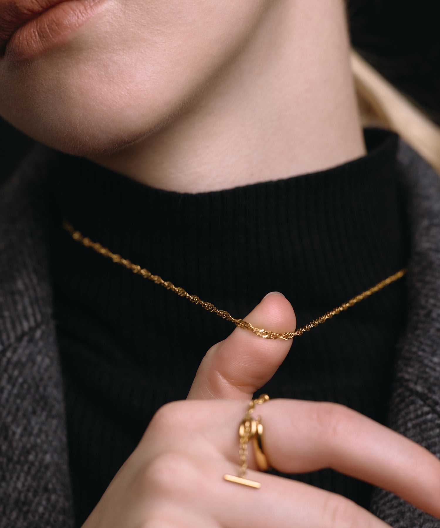 [ゴールド]グリッターロープネックレス