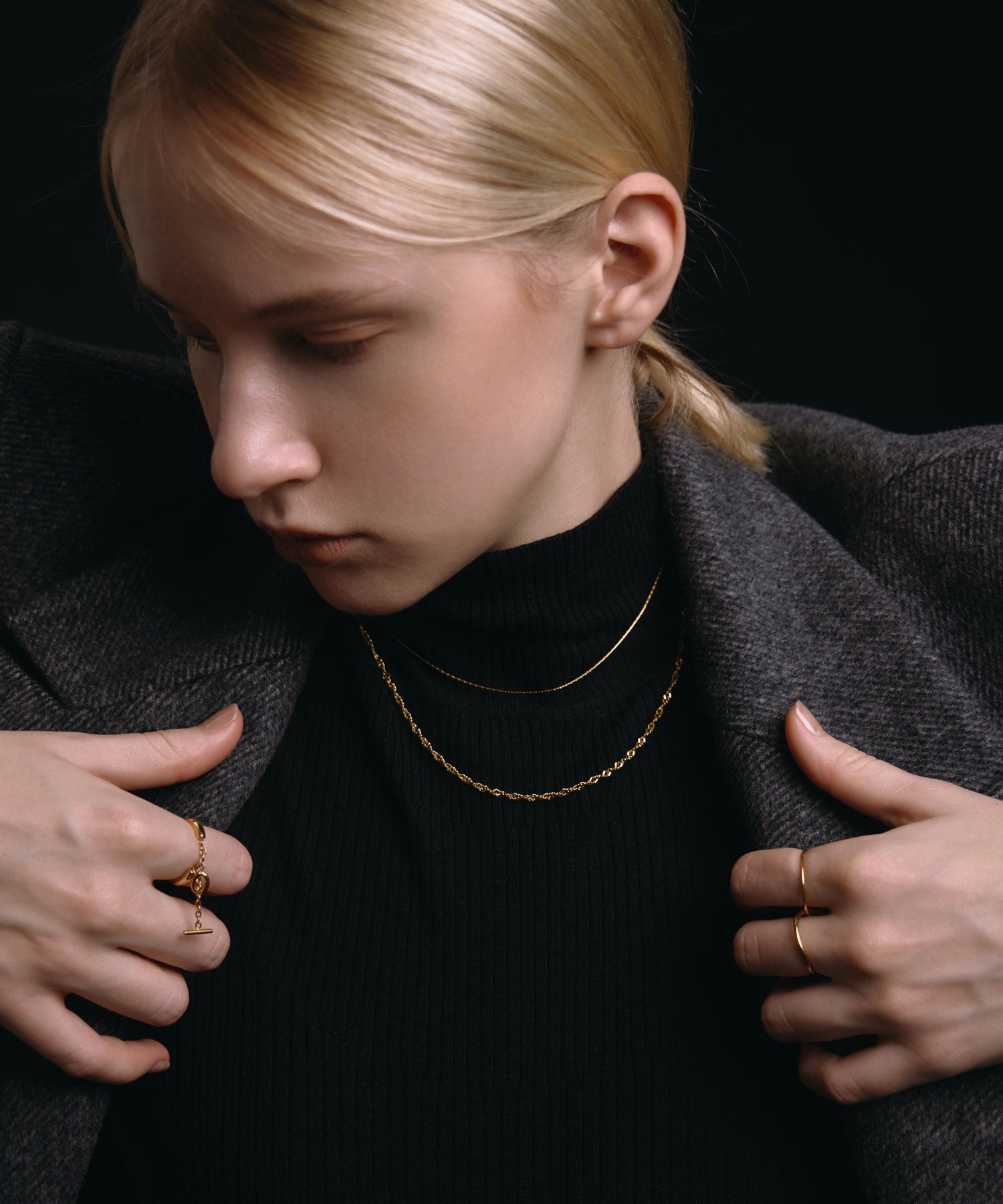 [ゴールド]グリッターロープネックレス