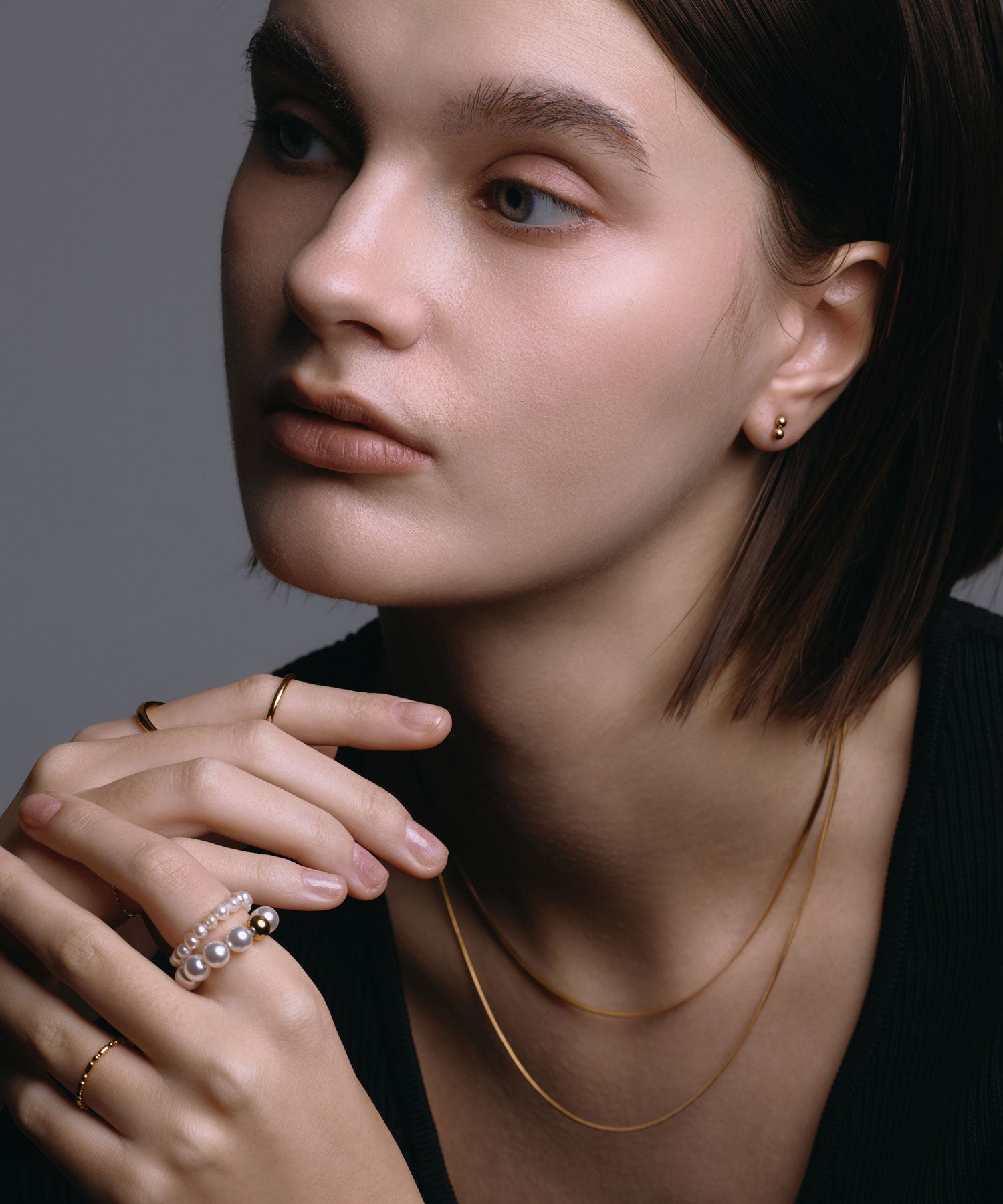 【予約販売(2月中旬発送予定)】[ゴールド]スタッキングパールリング