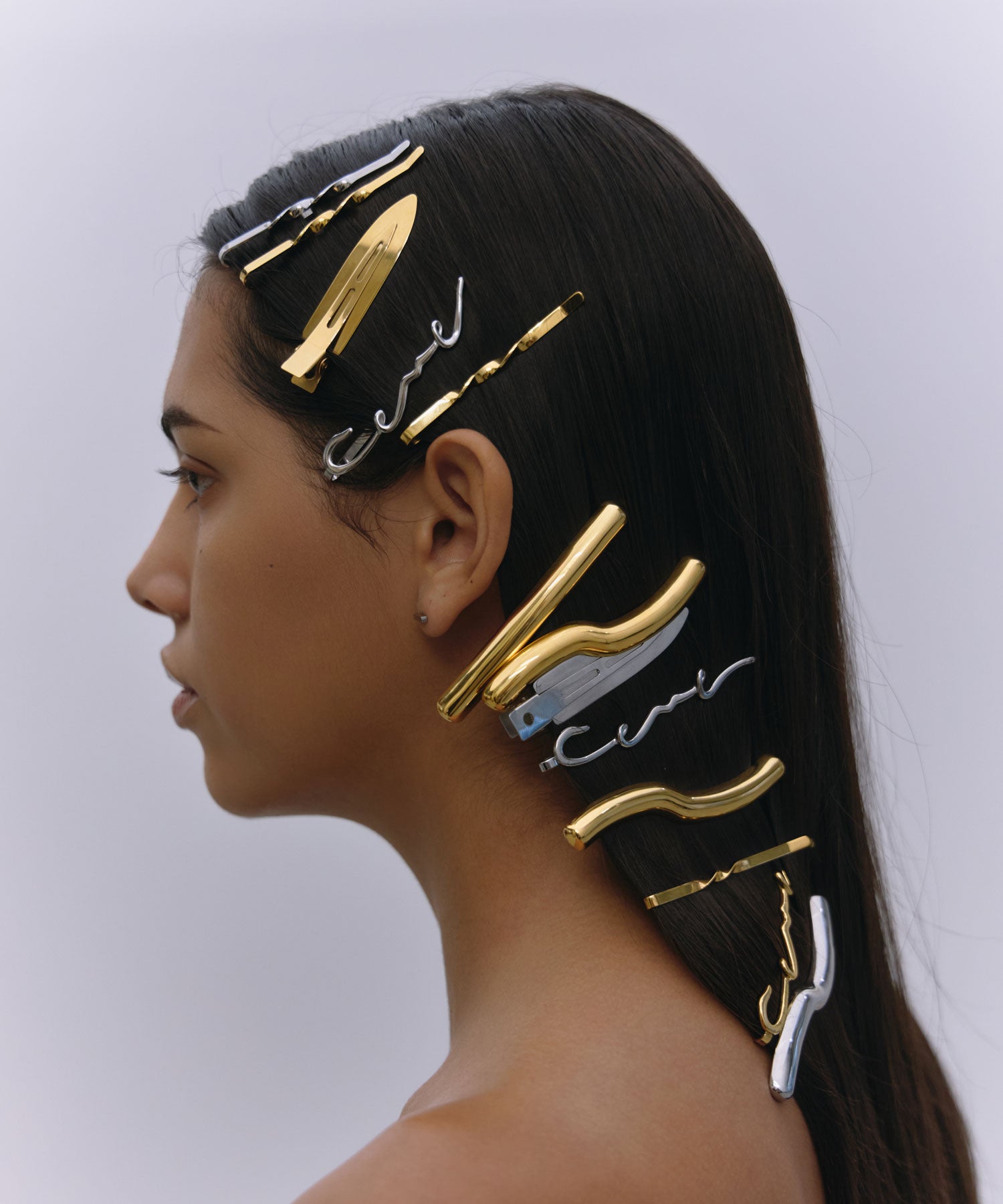 [シルバー]2Pメタルホールドヘアクリップ