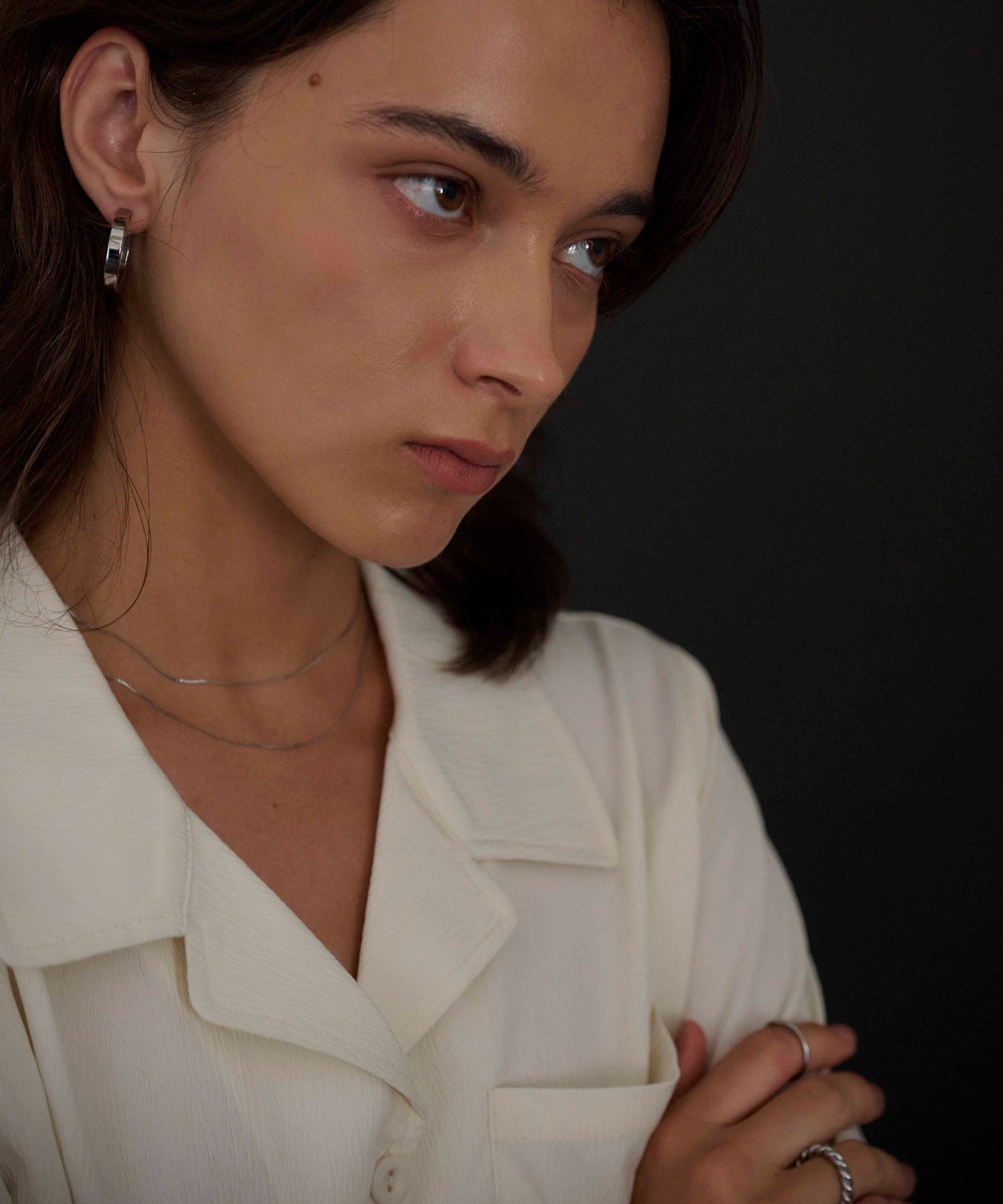 [シルバー]インダストリアルサークルピアス