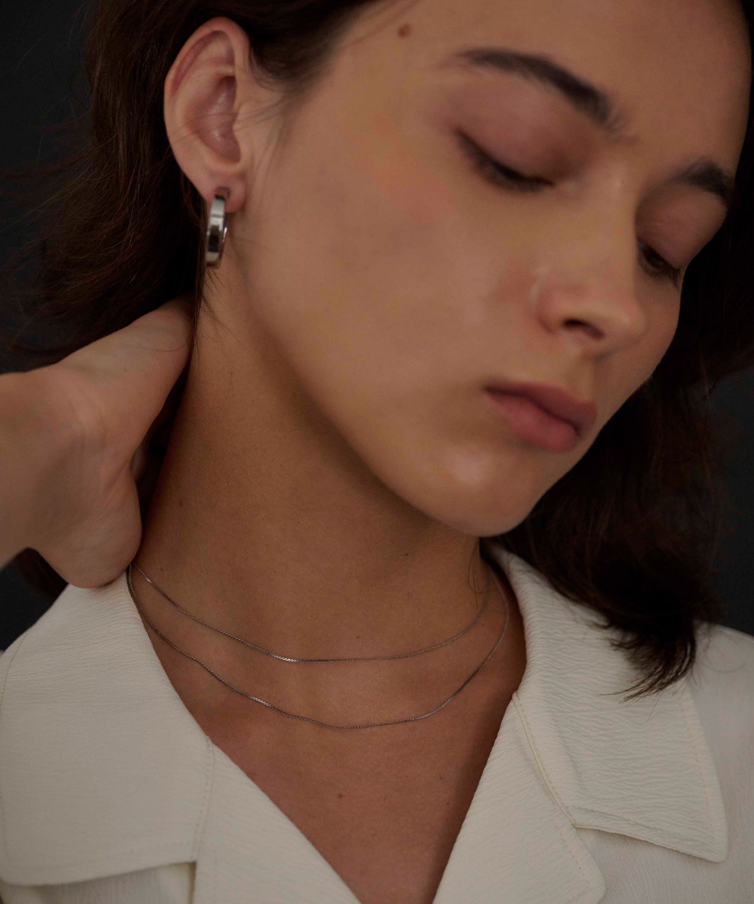 [シルバー]インダストリアルサークルピアス