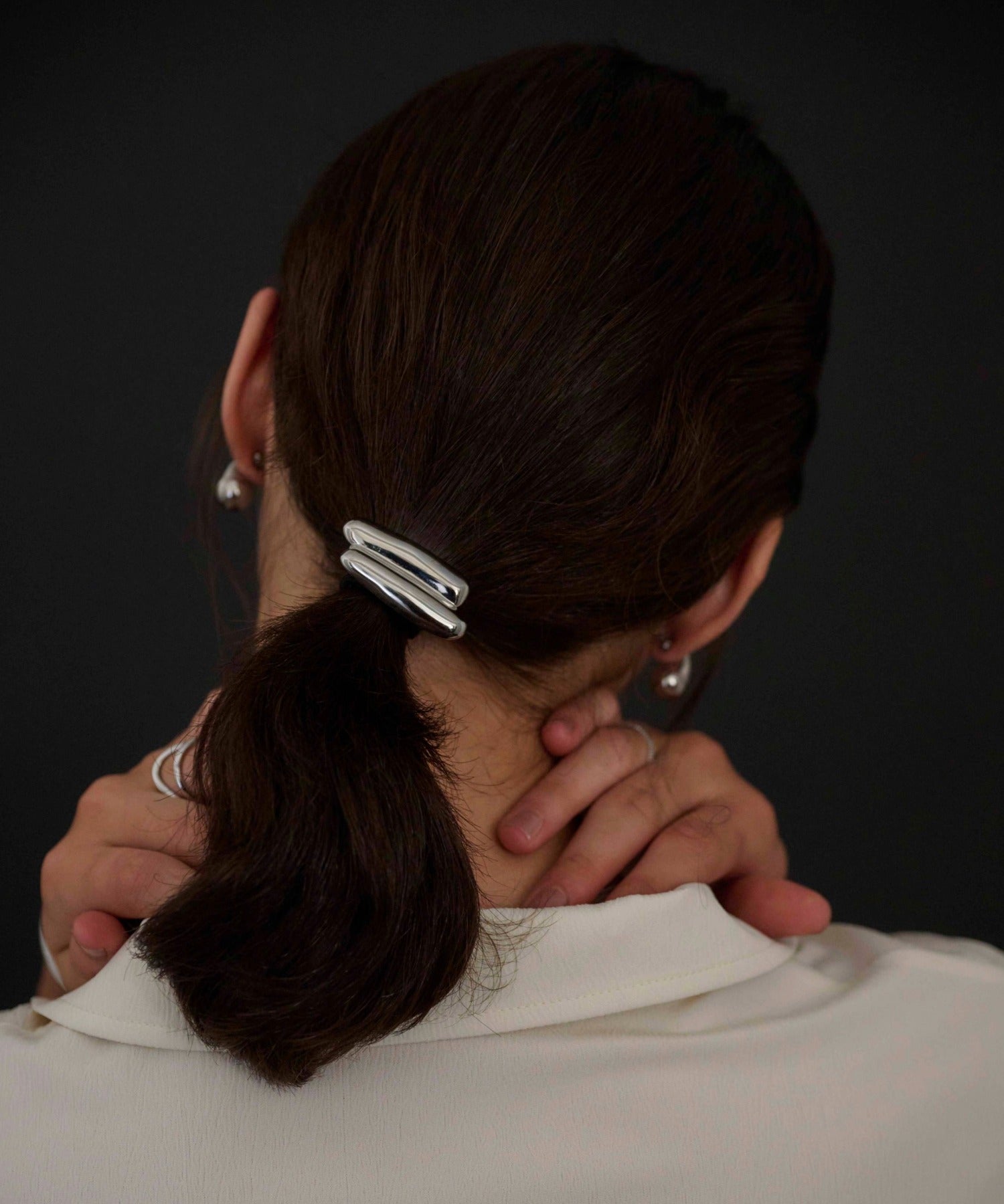 ラインヘアタイ　ヘアアクセサリー　シルバー　金属アレルギー対応　サージカルステンレス