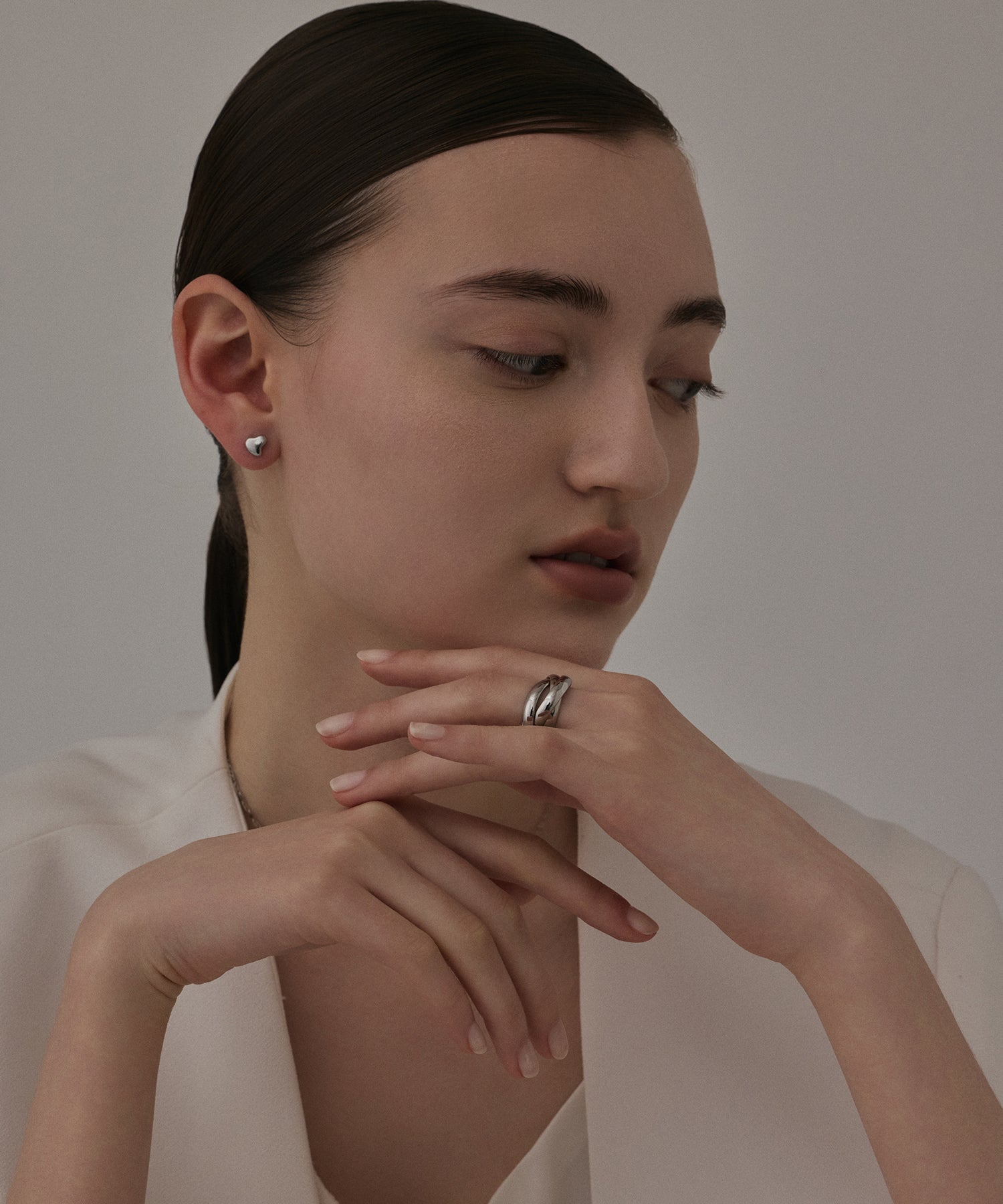 [Silver] Mini Heart Earrings