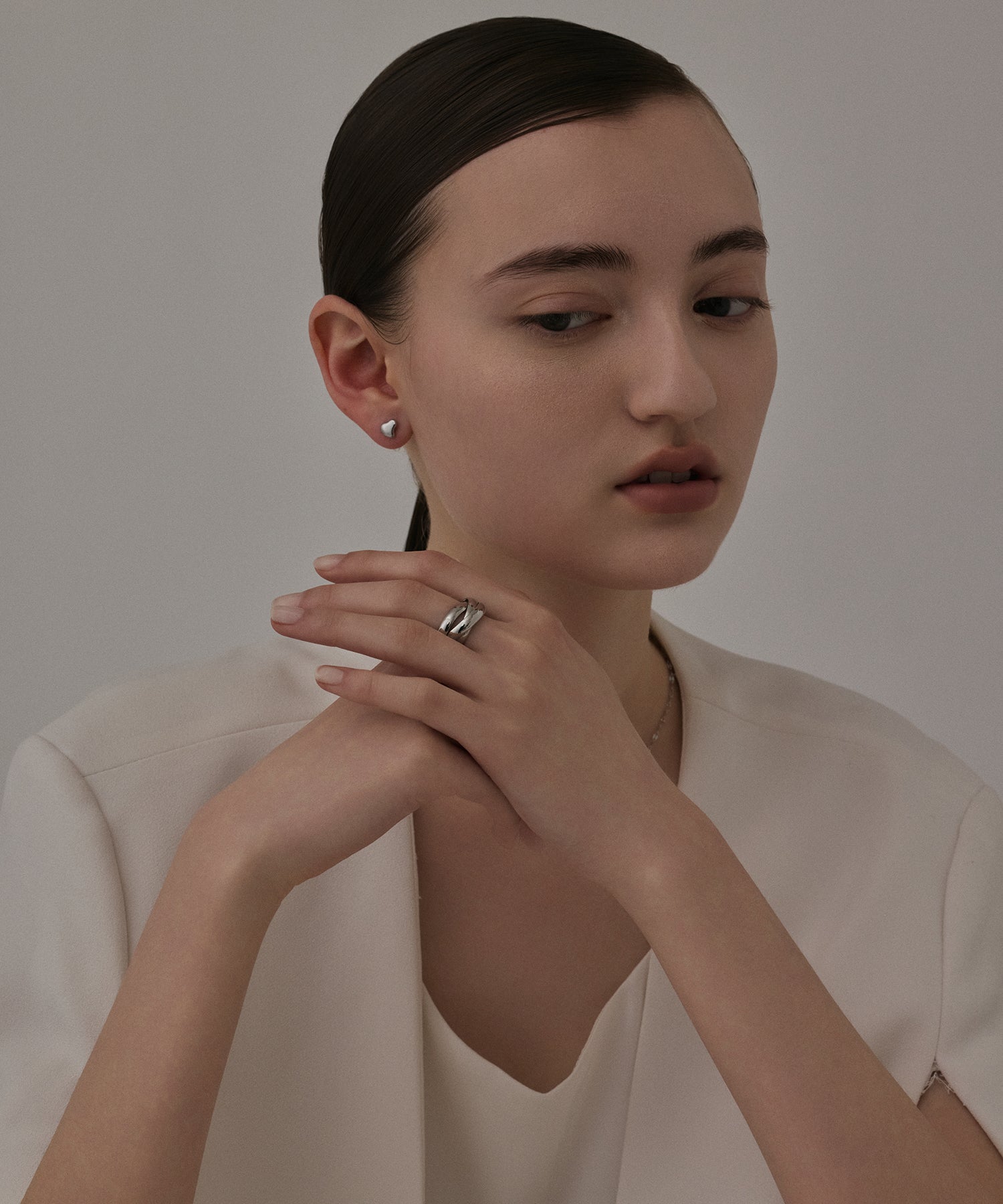 [Silver] Mini Heart Earrings