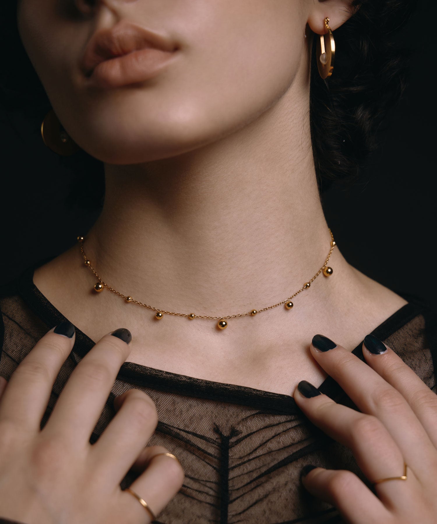 [ゴールド]ミックスボールネックレス