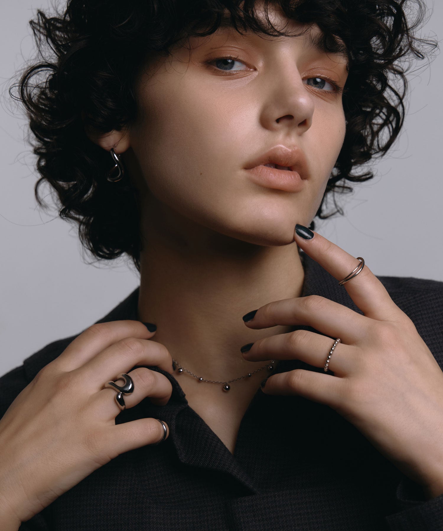 [シルバー]ミックスボールネックレス