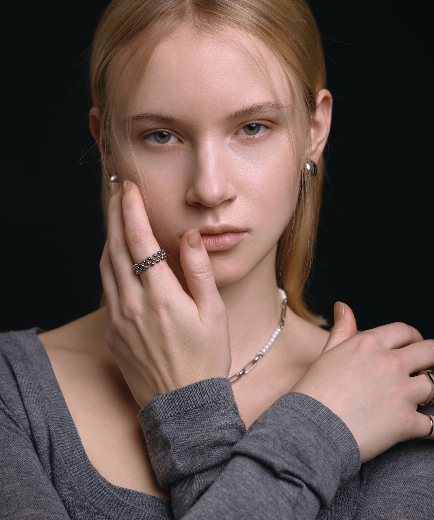 シルバー]クロシェボールリング