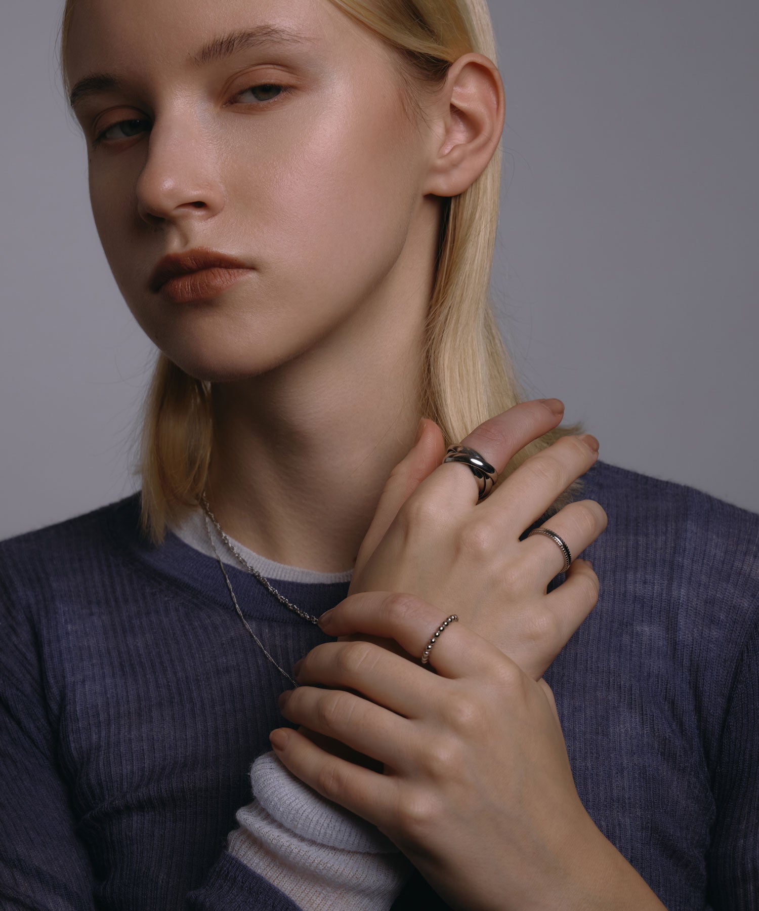 シルバー]トリプルウェブリング