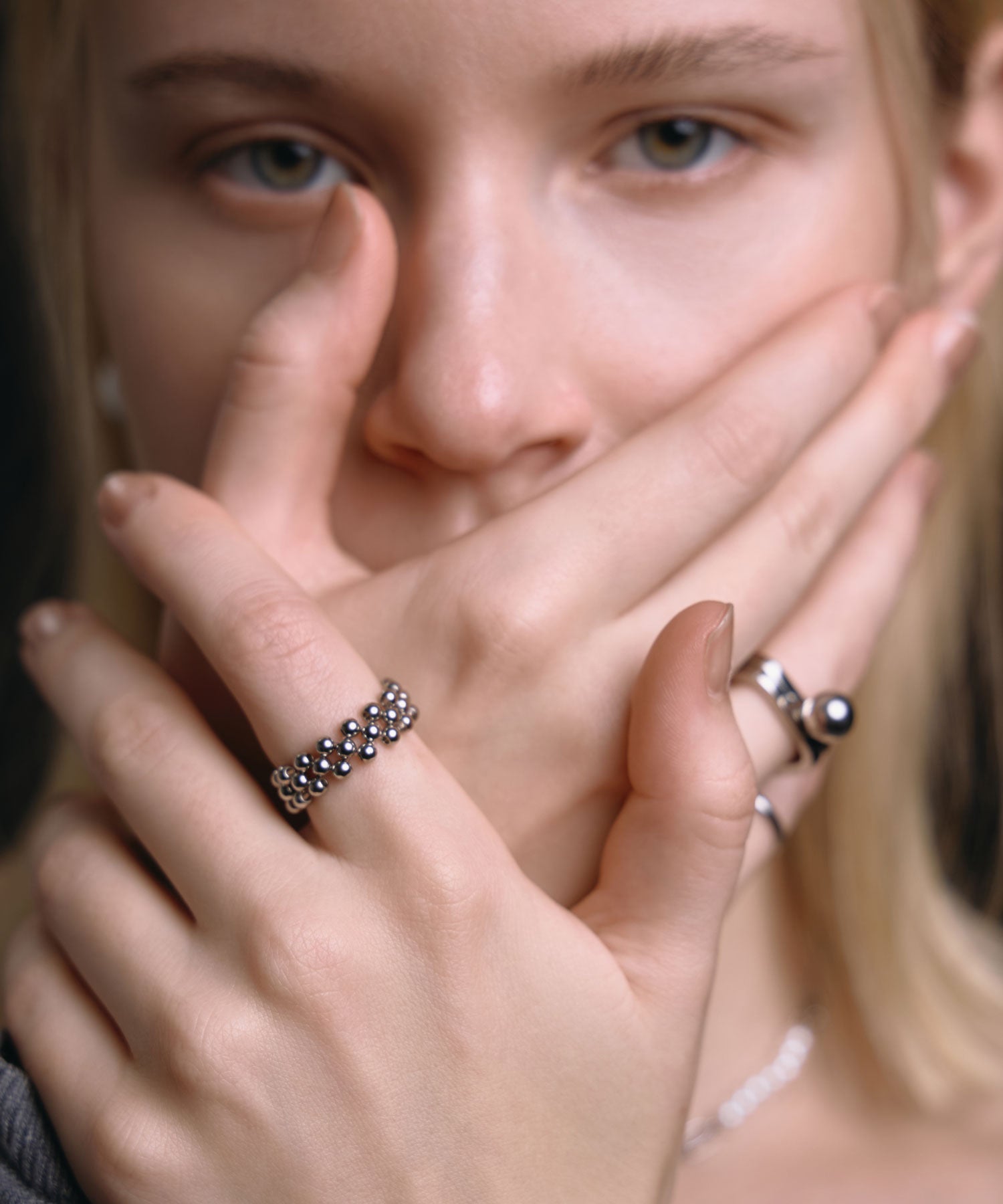 シルバー]クロシェボールリング