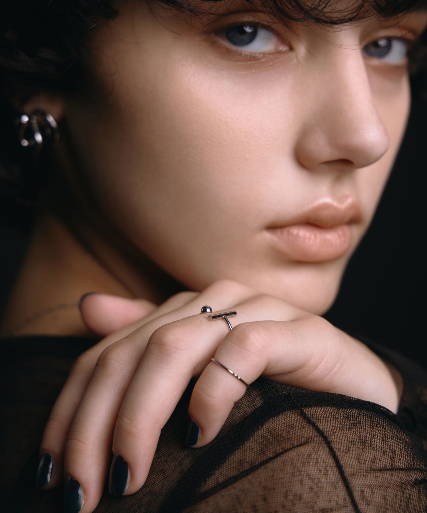 [银色]切割粉红戒指