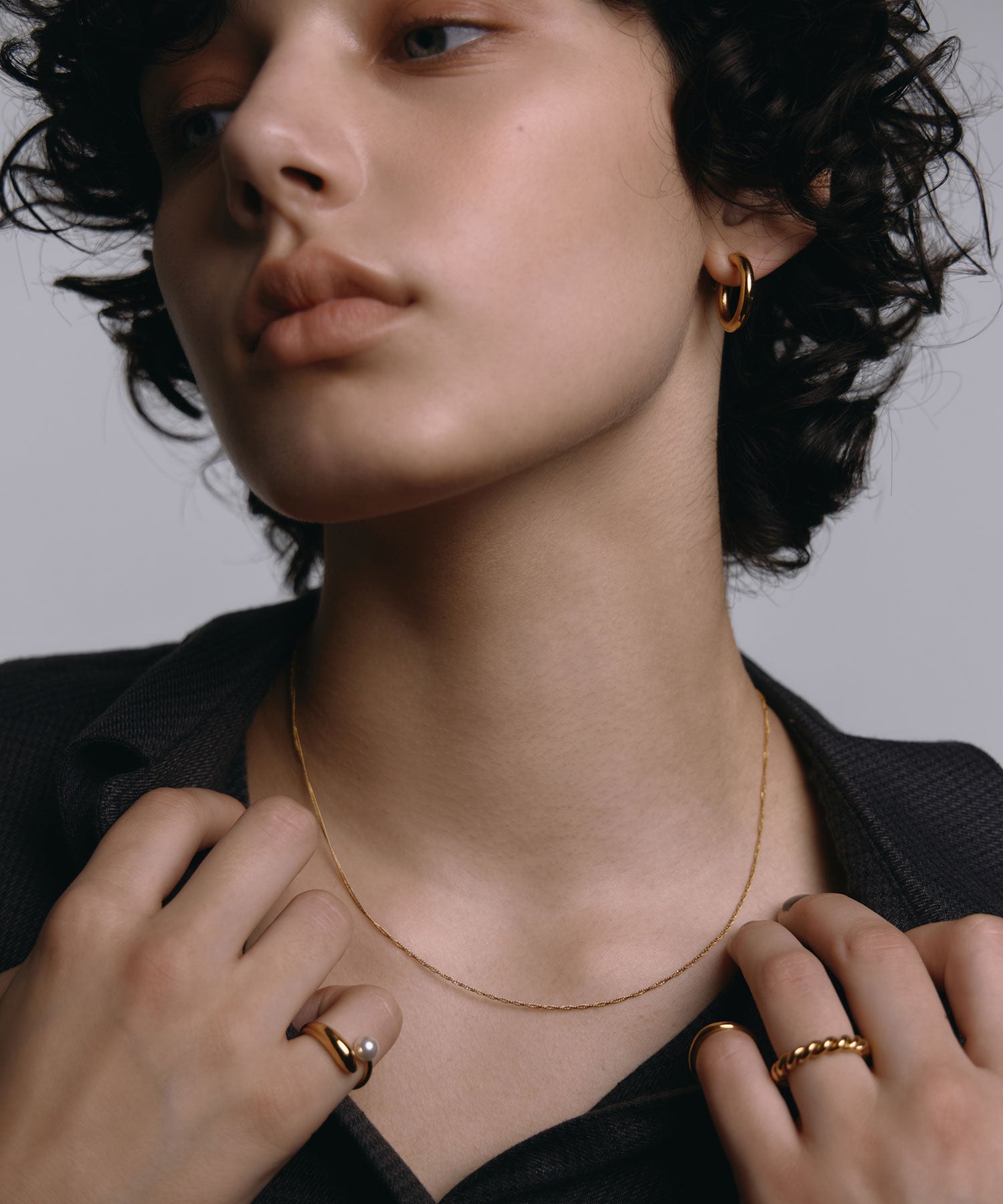 [ゴールド]シマーラインネックレス