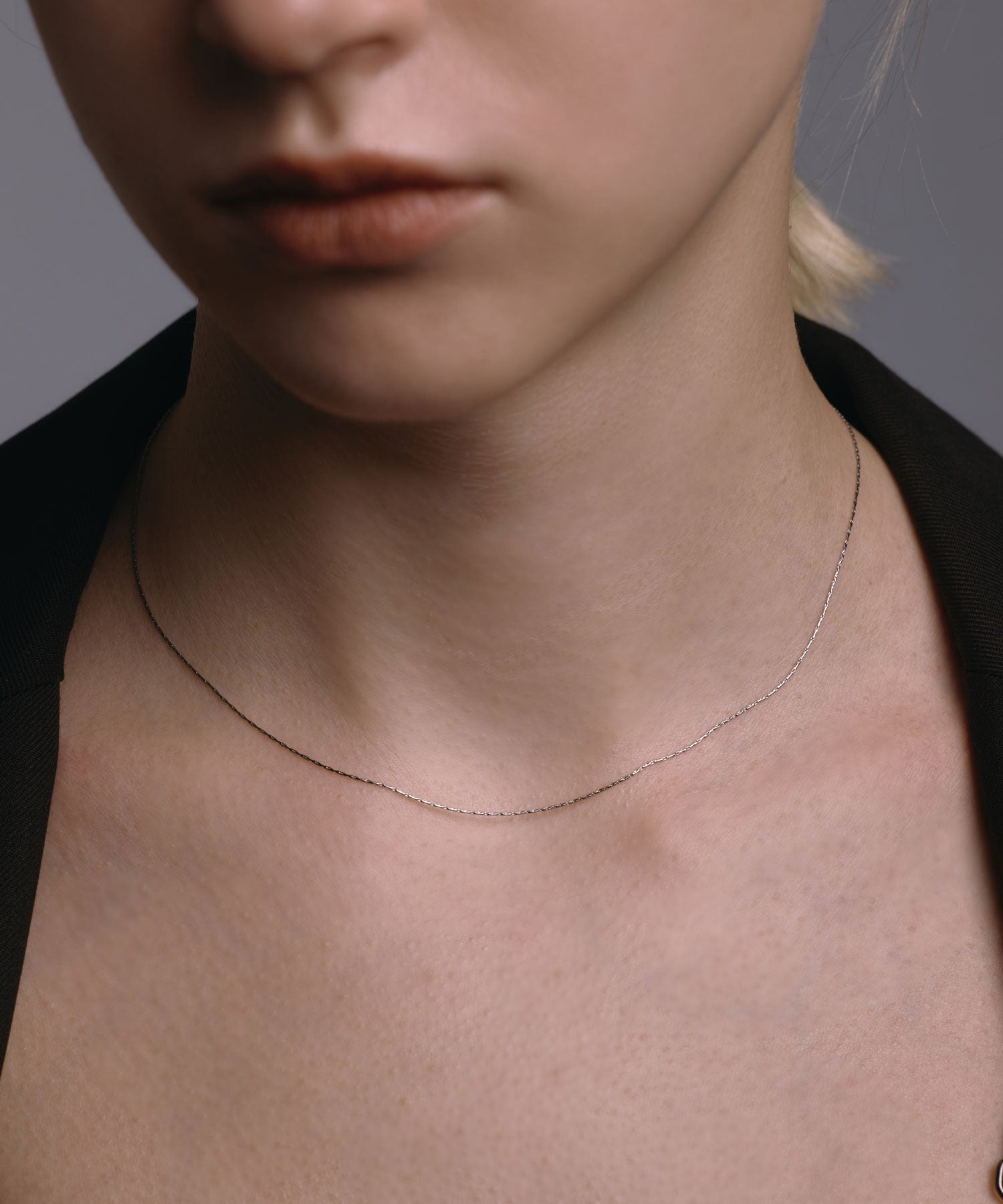 [Silver] 0.6mm Chain Necklace/39cm