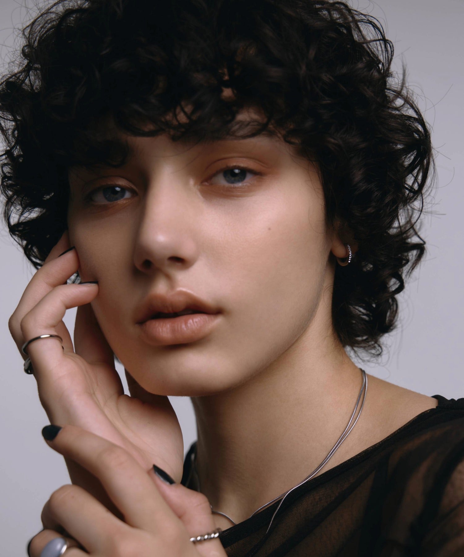 [シルバー]1mmスネークチェーンネックレス/45cm