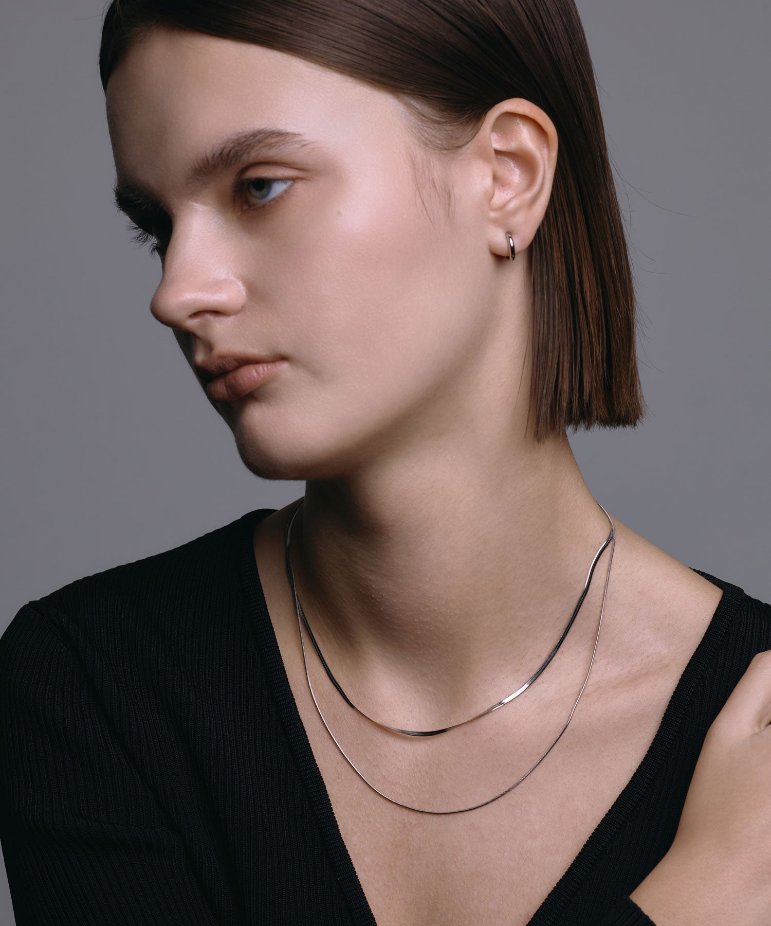 [シルバー]スネークレイヤーネックレス