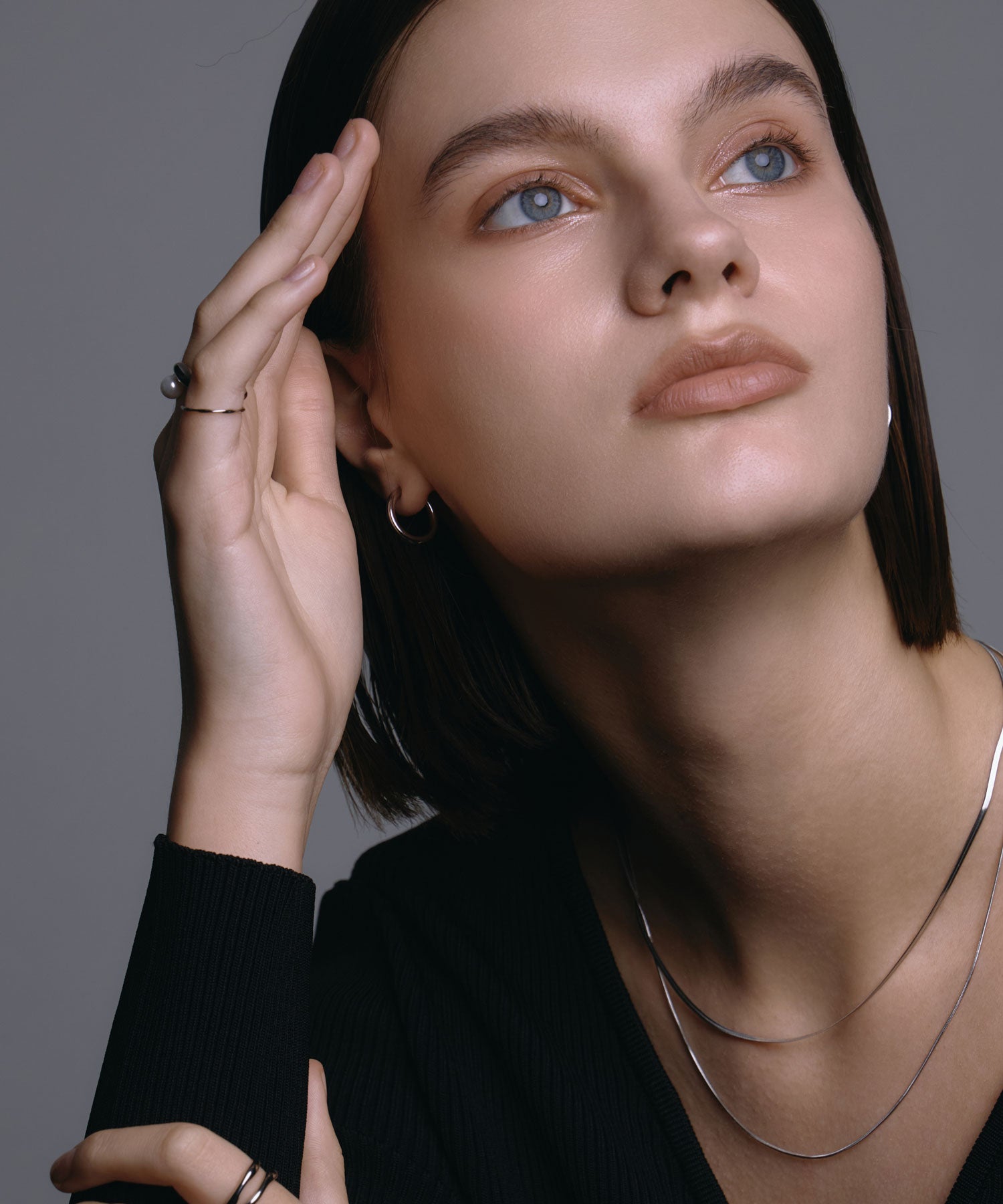 [シルバー]スネークレイヤーネックレス