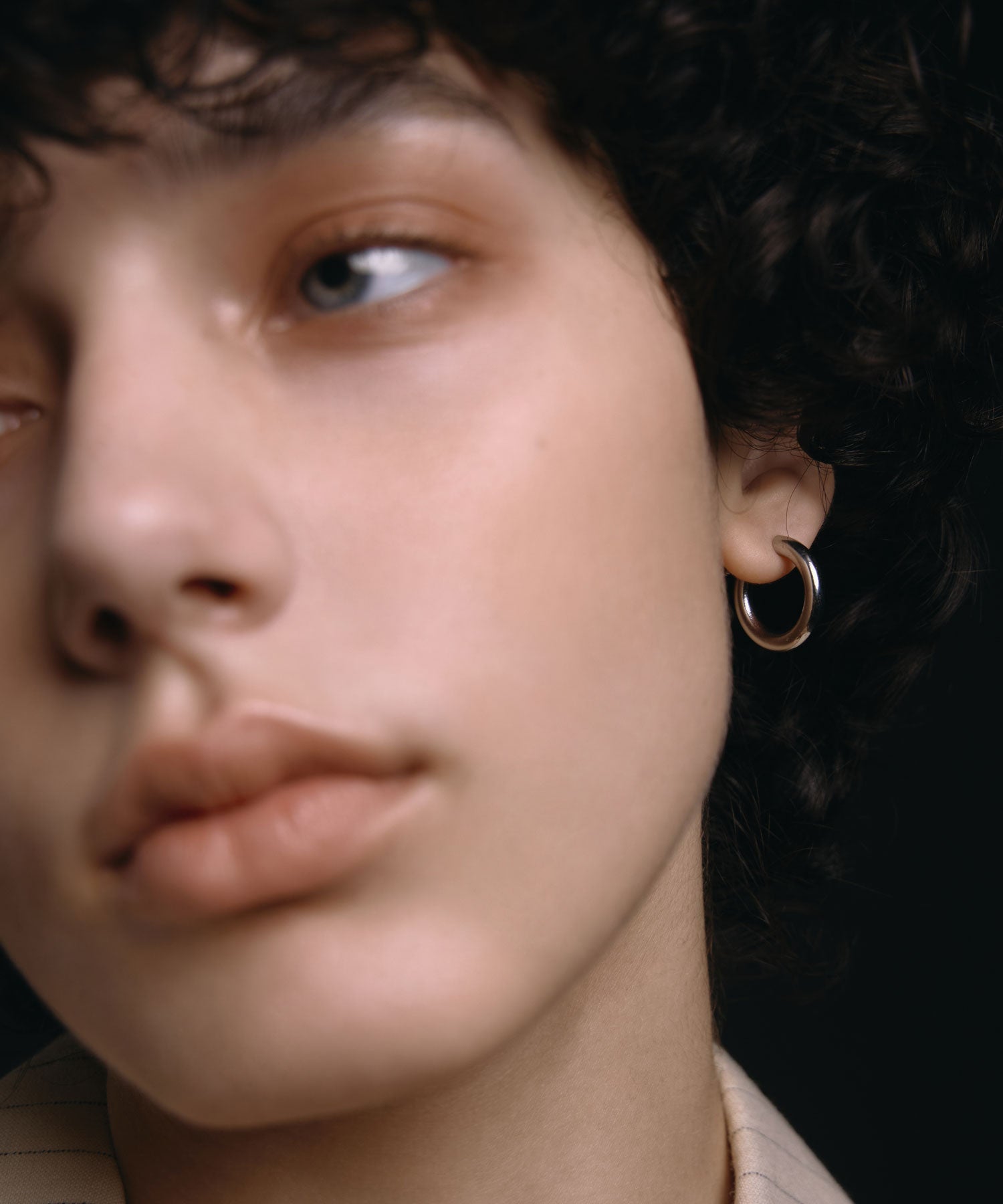 [シルバー]シンプルフープイヤリング