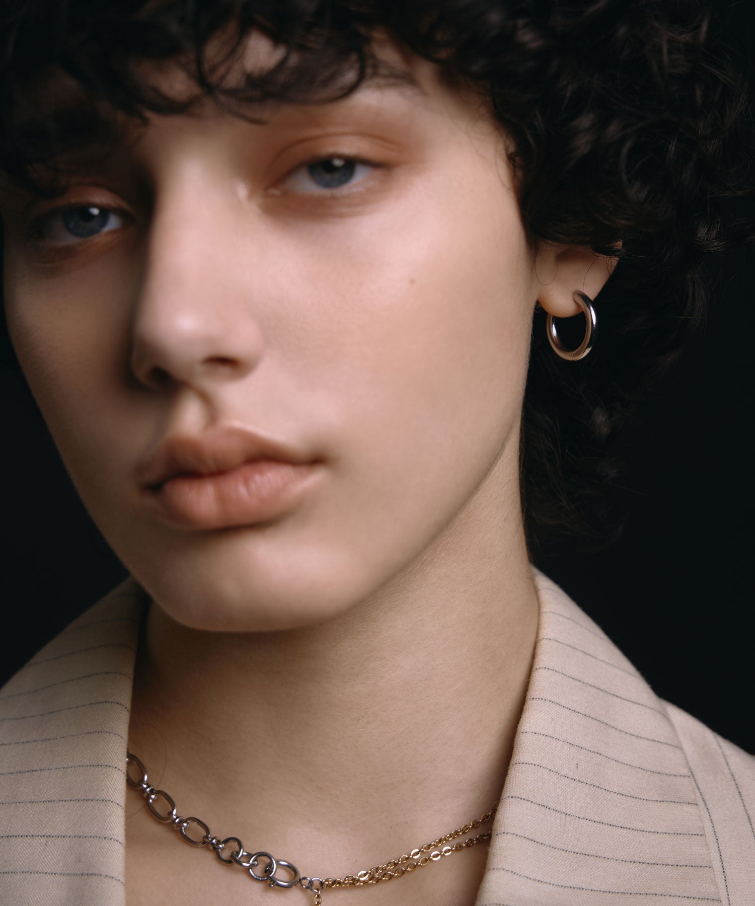 [シルバー]シンプルフープイヤリング