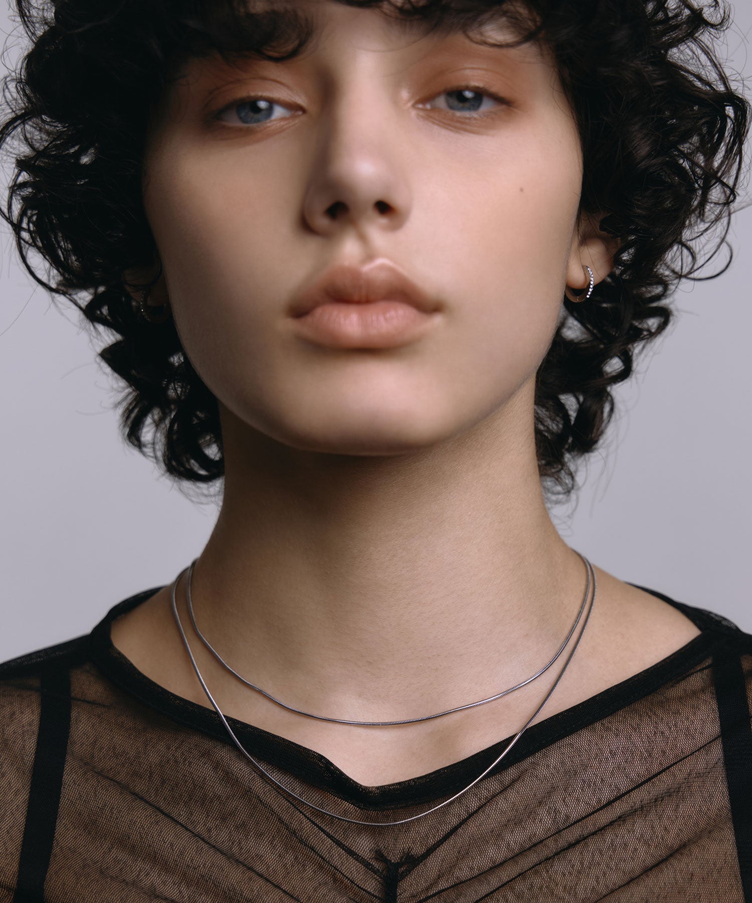 シルバー]1mmスネークチェーンネックレス/39cm