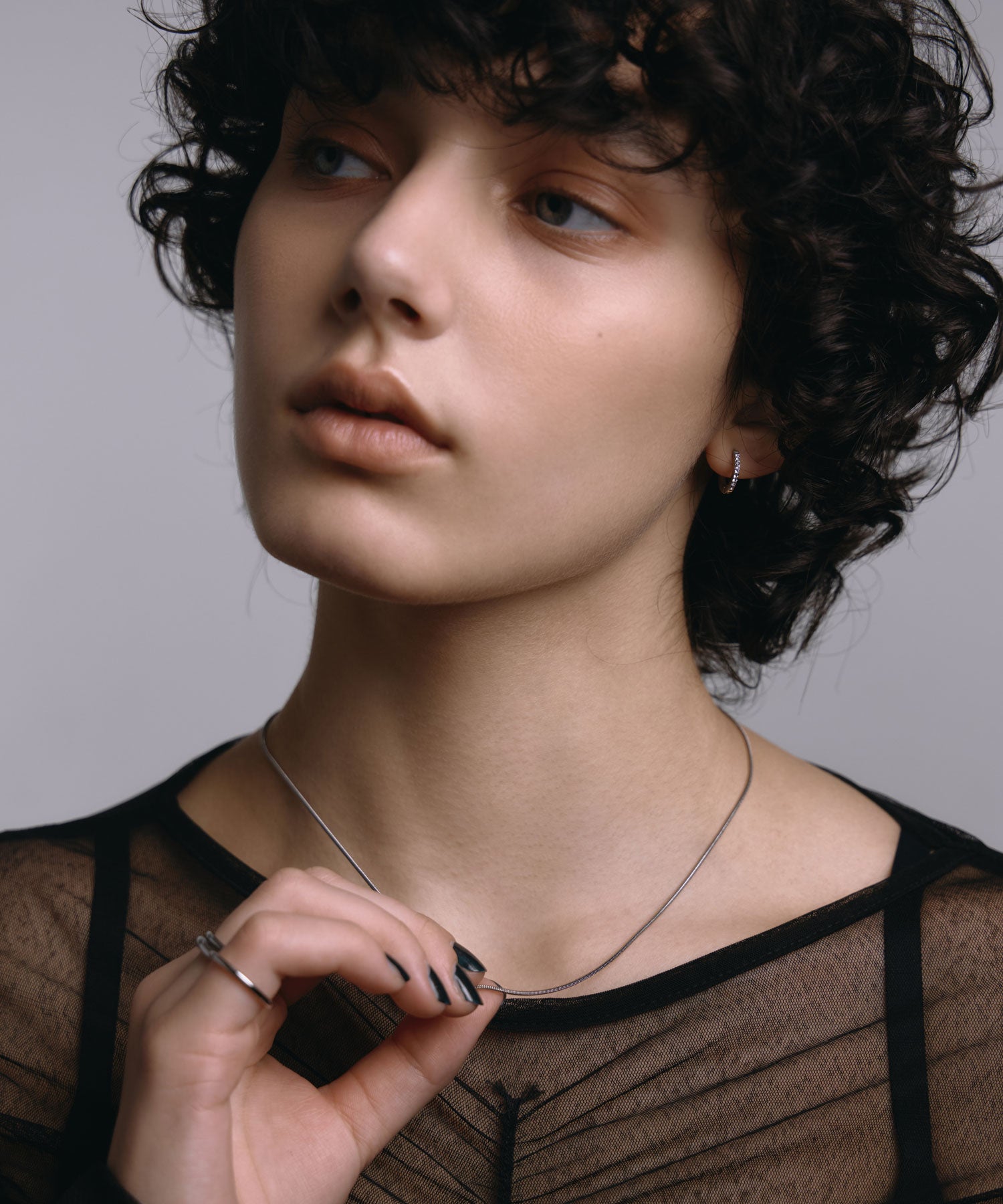 [Silver] 1mm Snake Chain Necklace/45cm