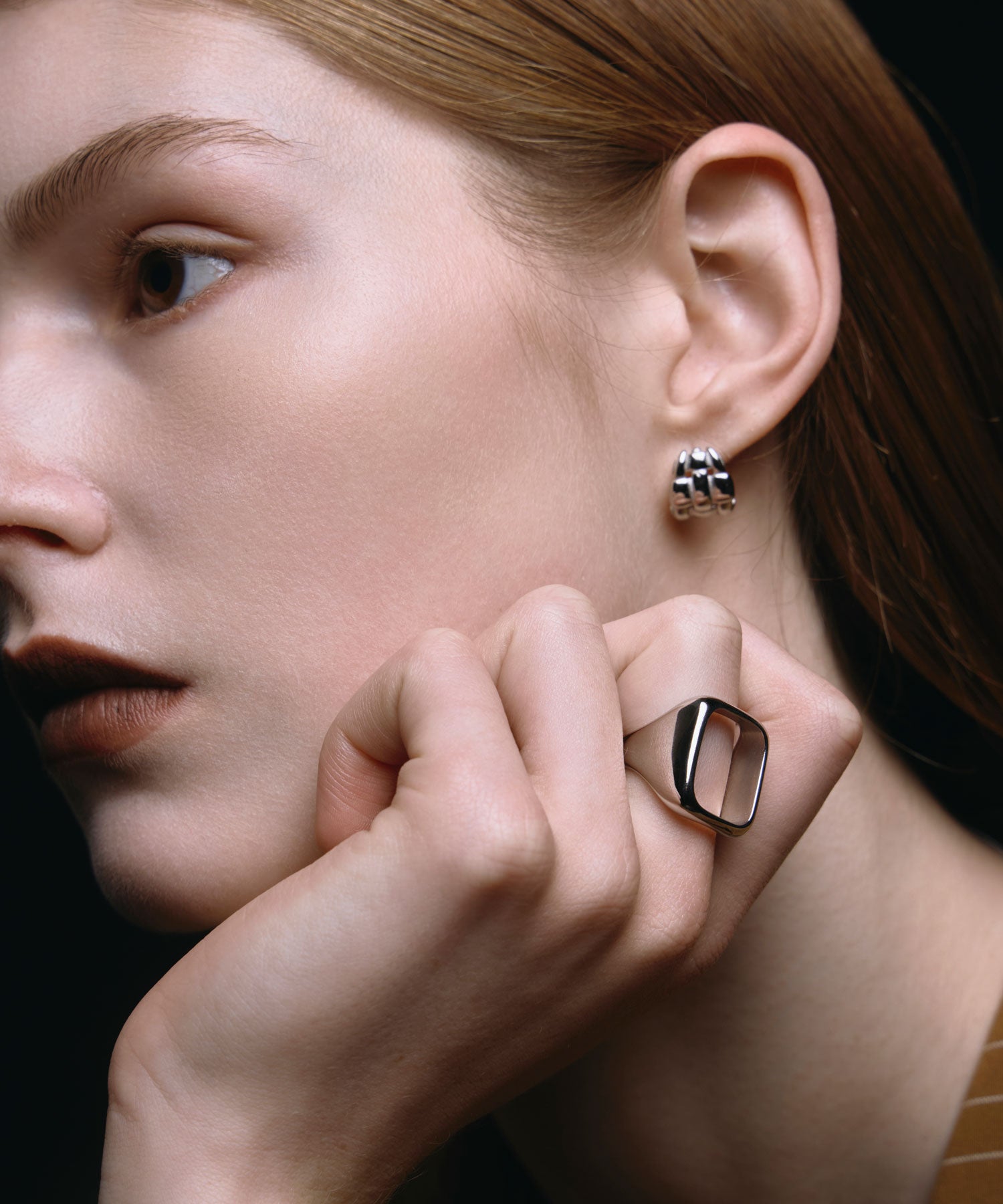 [シルバー]スクエアオープンリング