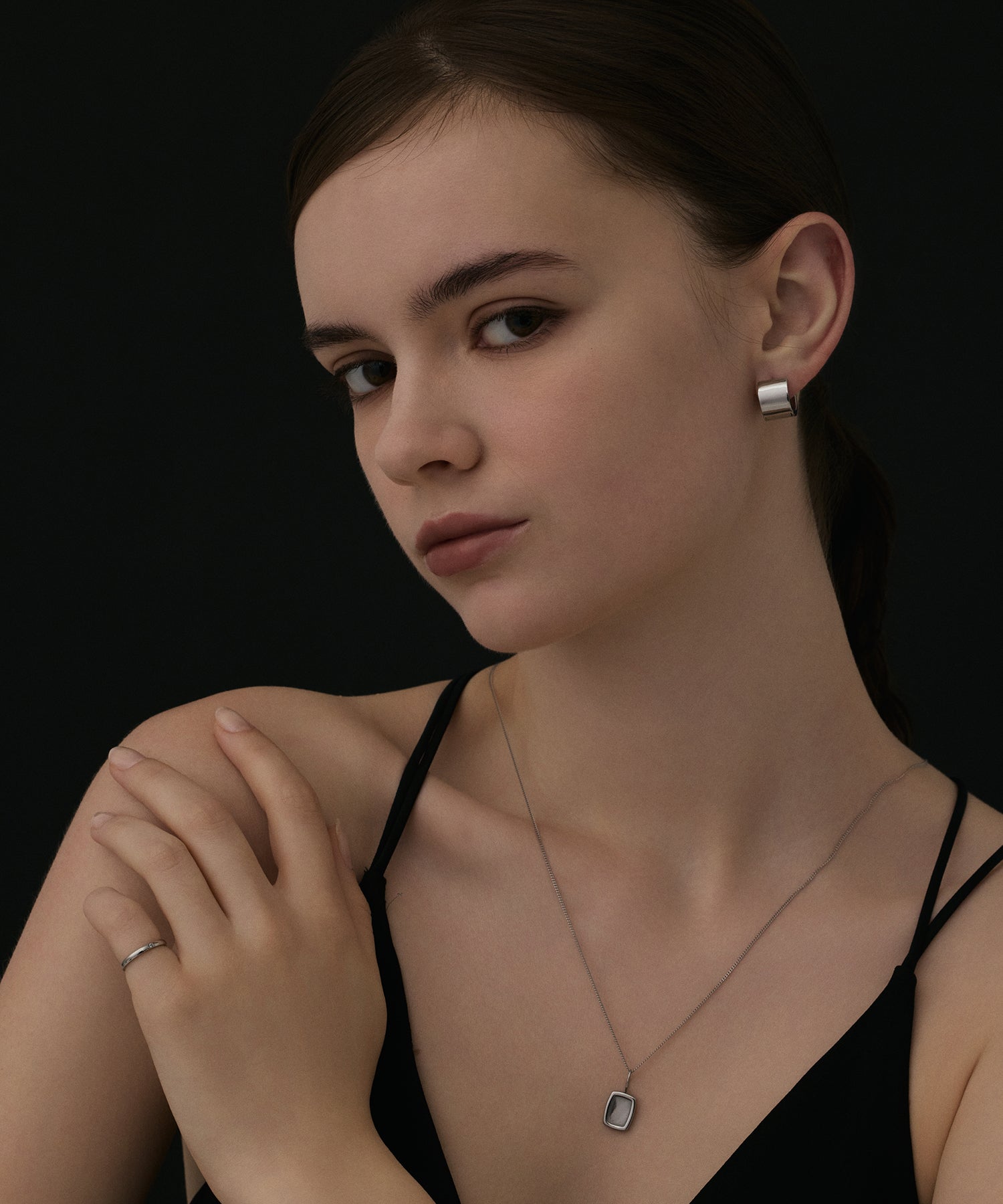 [Silver] Square Top Necklace