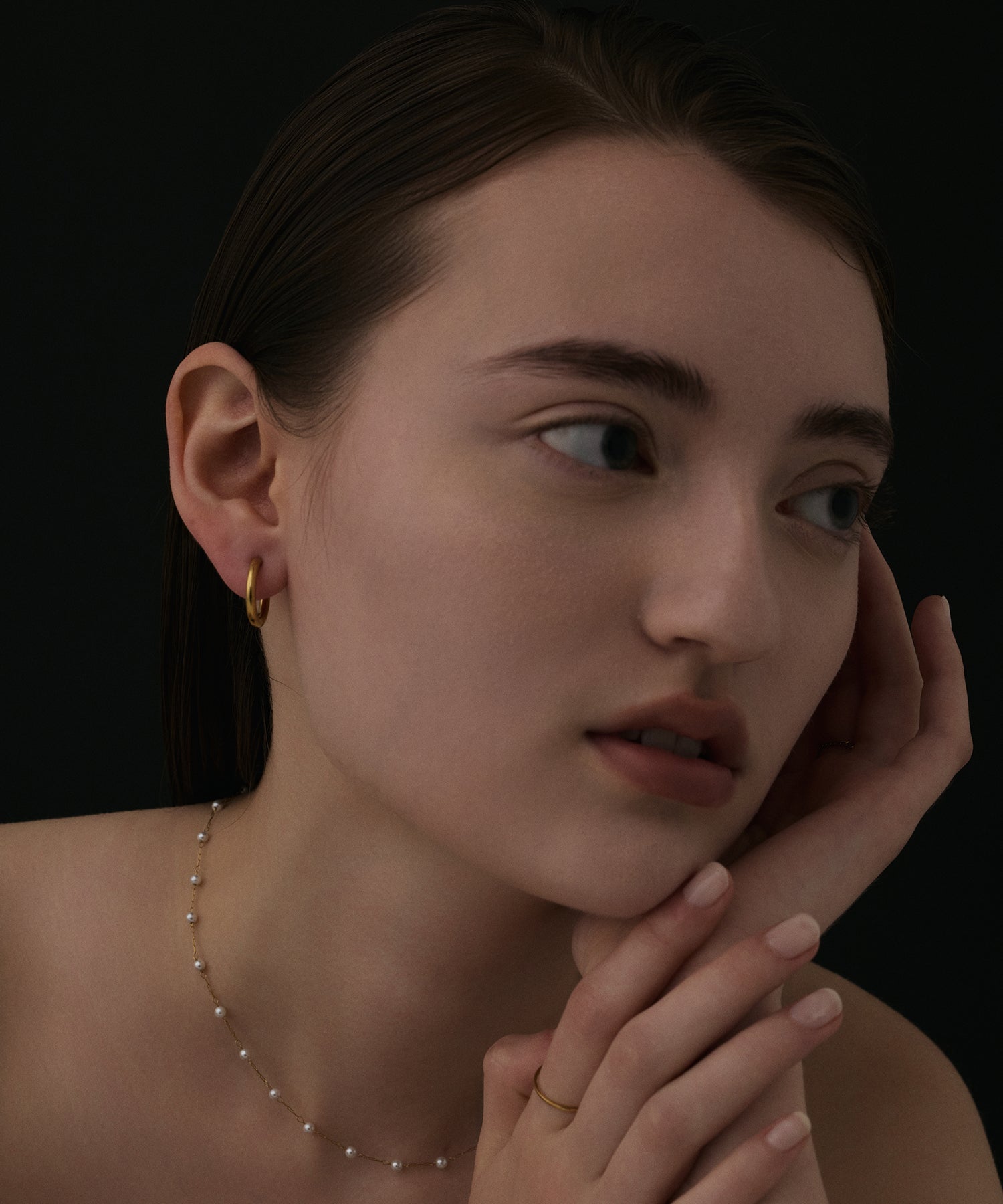 [ゴールド]ステーションパールネックレス