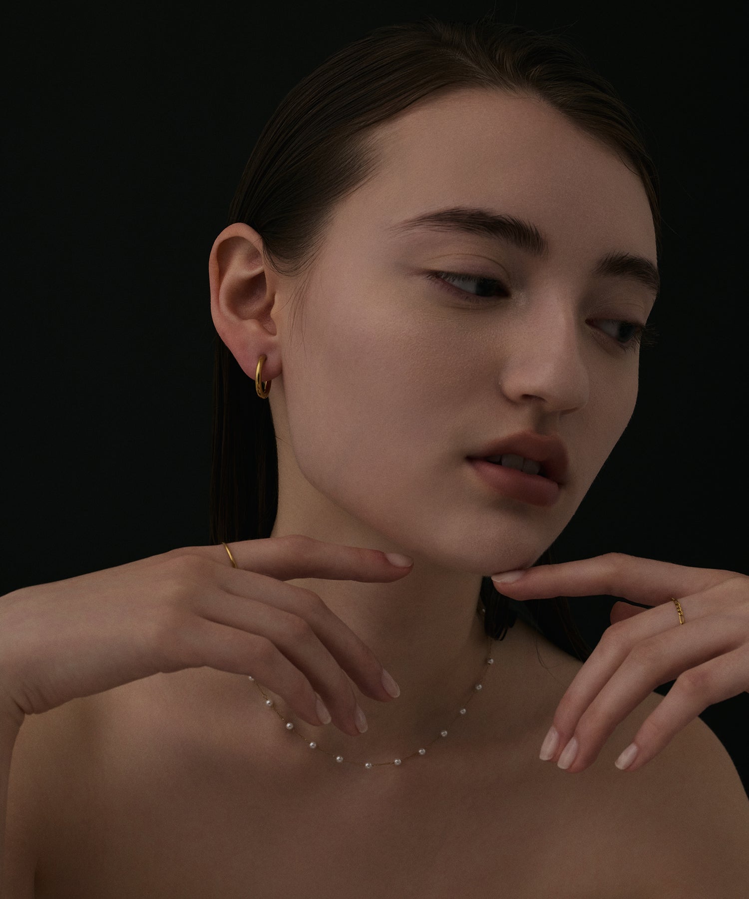 [ゴールド]ステーションパールネックレス