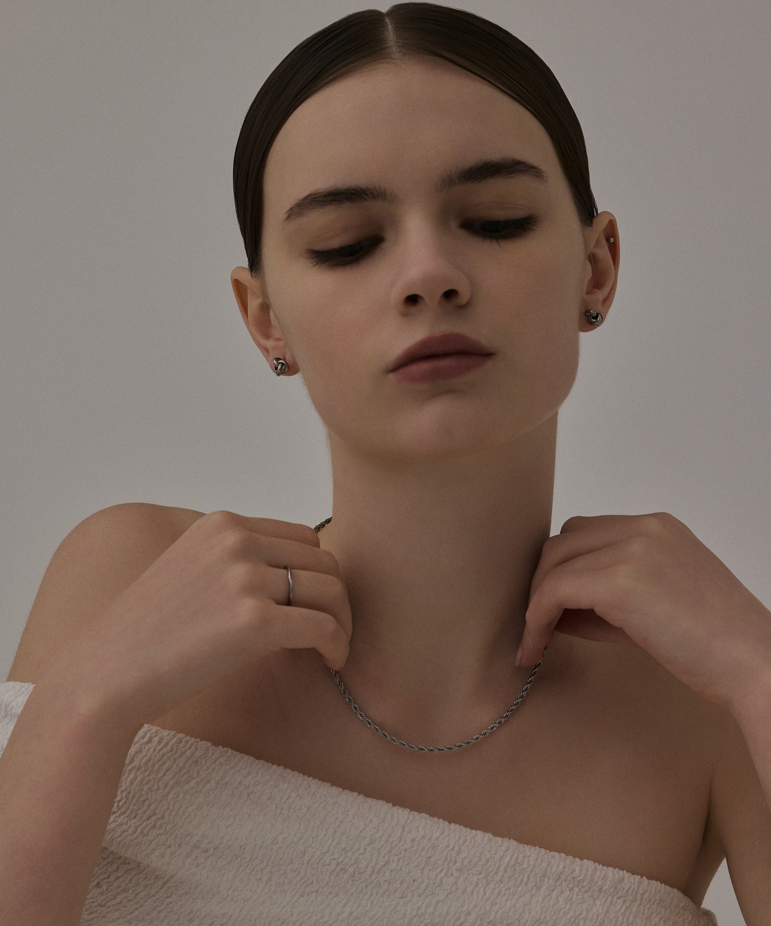 [シルバー]トリプルリングピアス