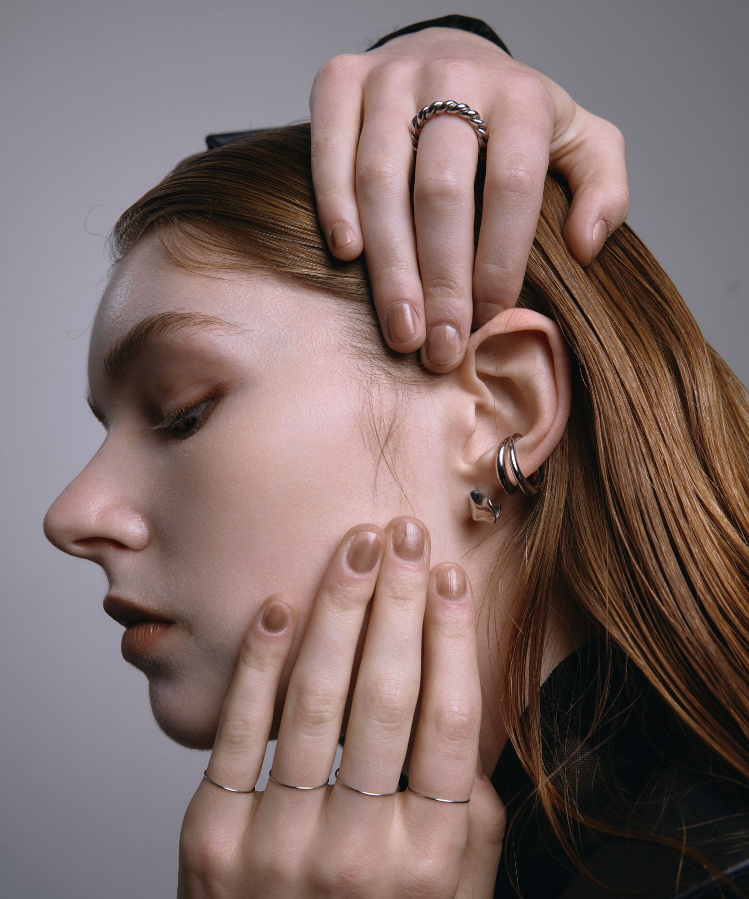 [Silver] Twist Hoop Ring