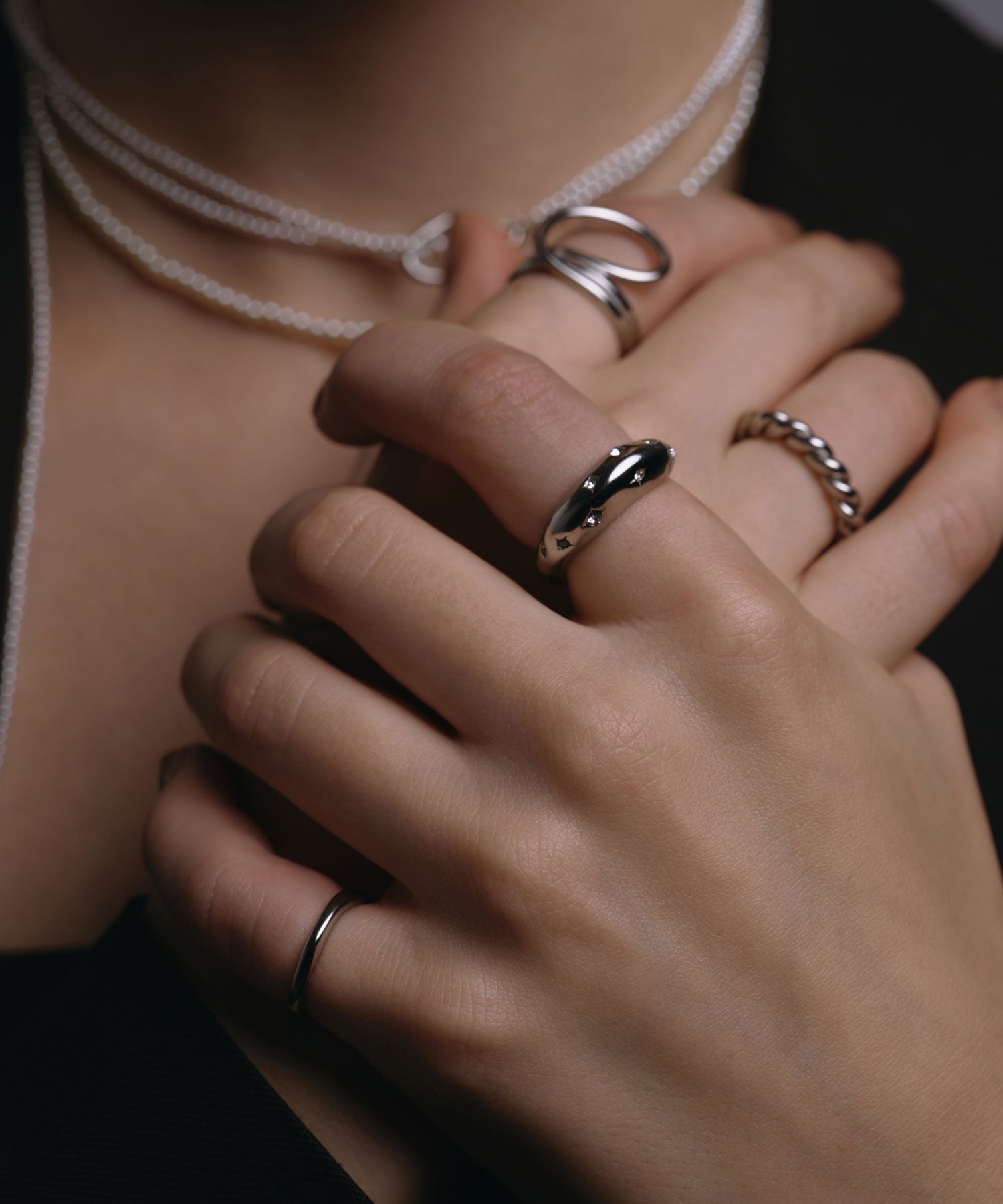 [シルバー]ウェーブピンキーリング