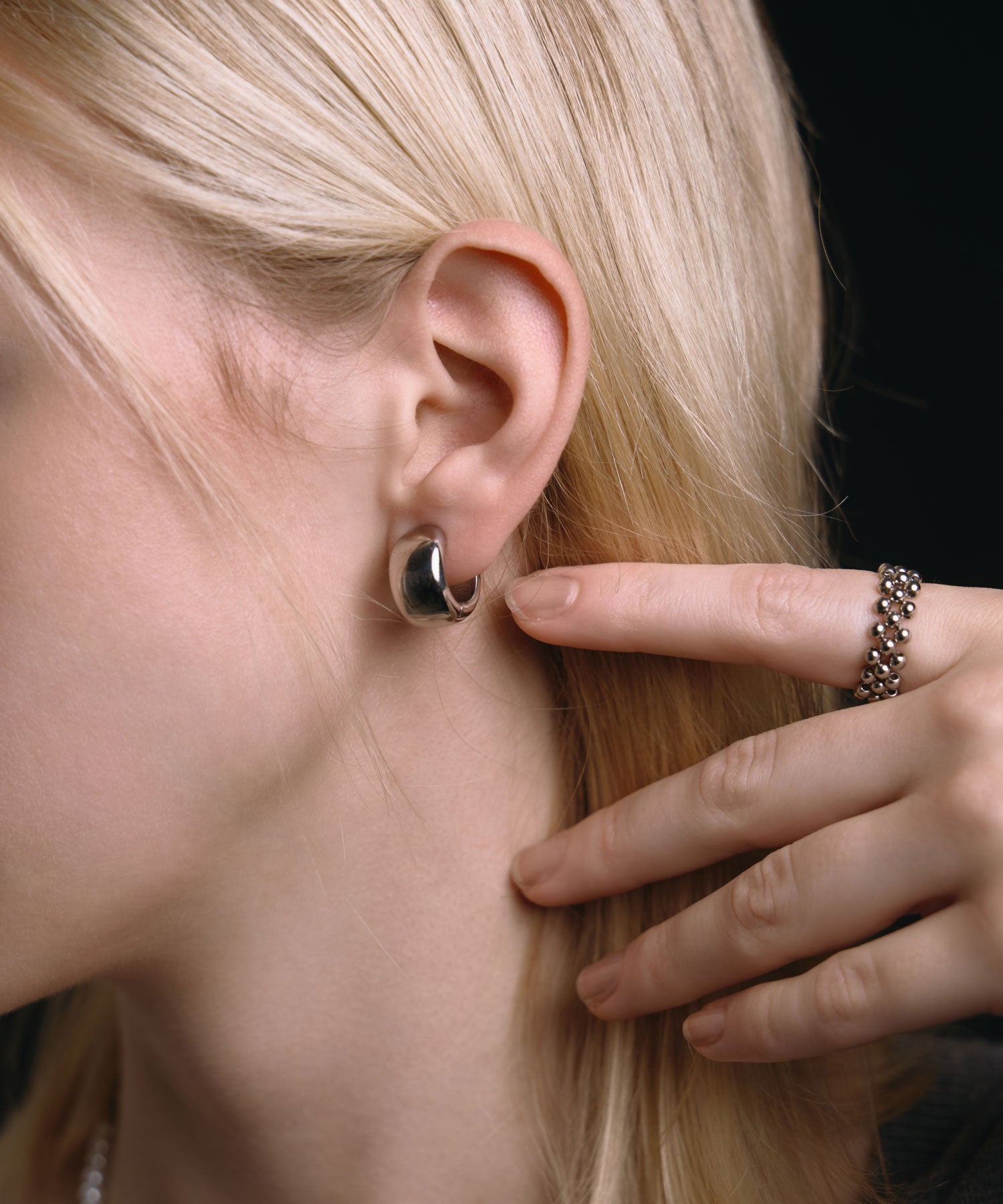 [シルバー]ワイドメッシュピアス