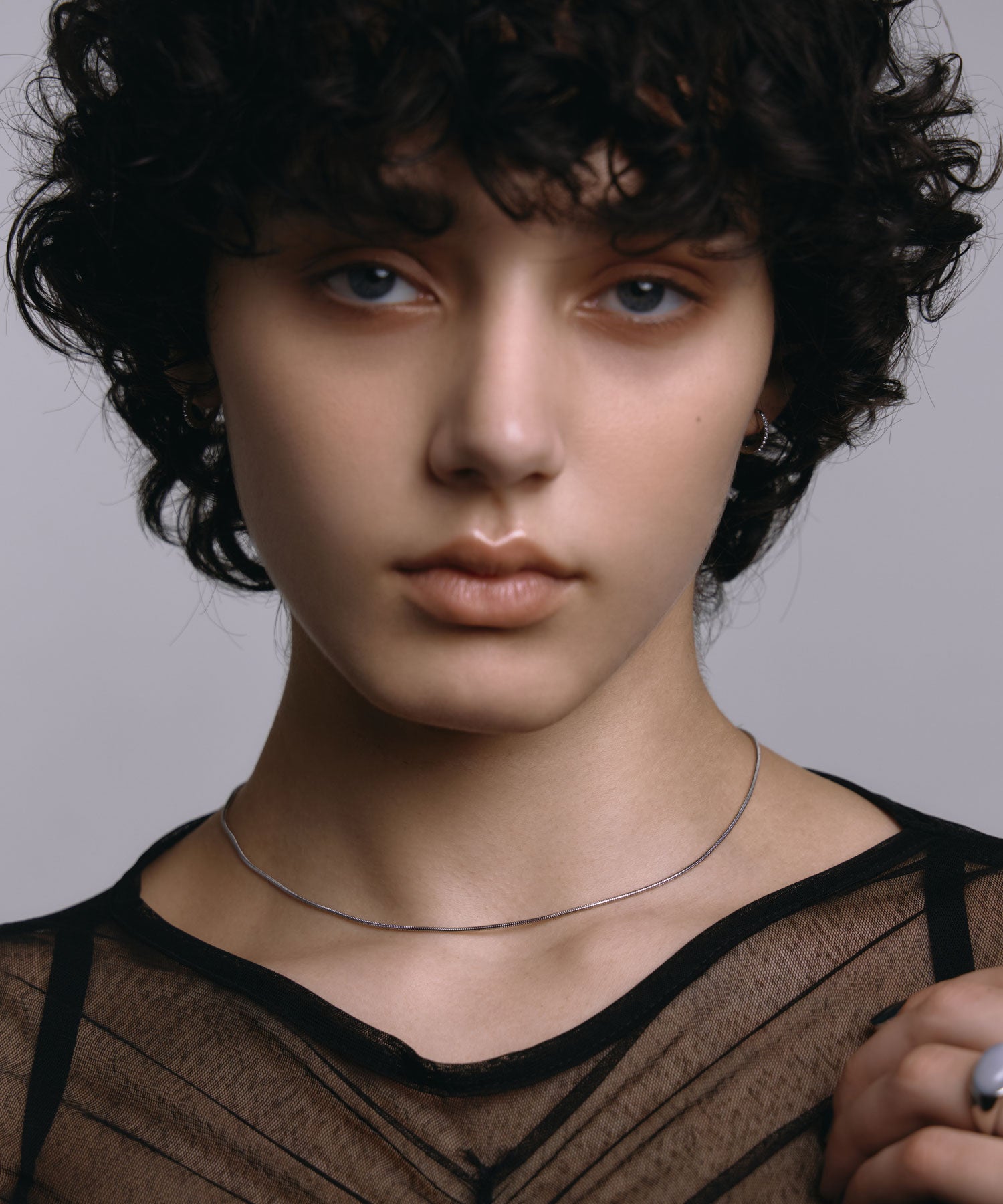 [シルバー]ジルコニアフープピアス