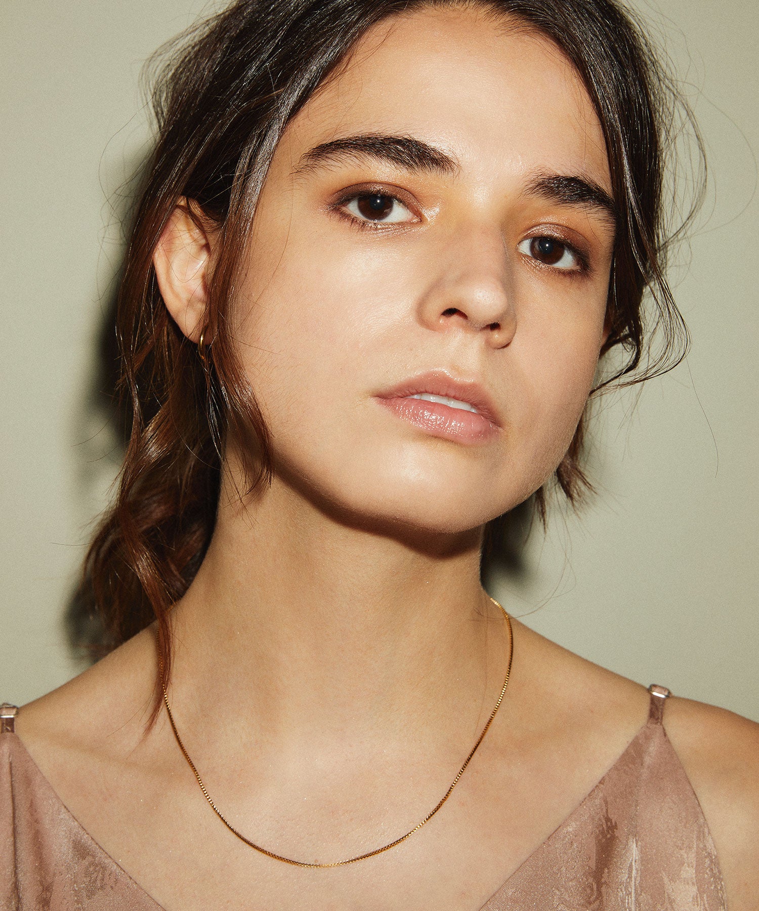 ゴールド✭ネックレス ゴールド]スリムチェーンチョーカー/39cm