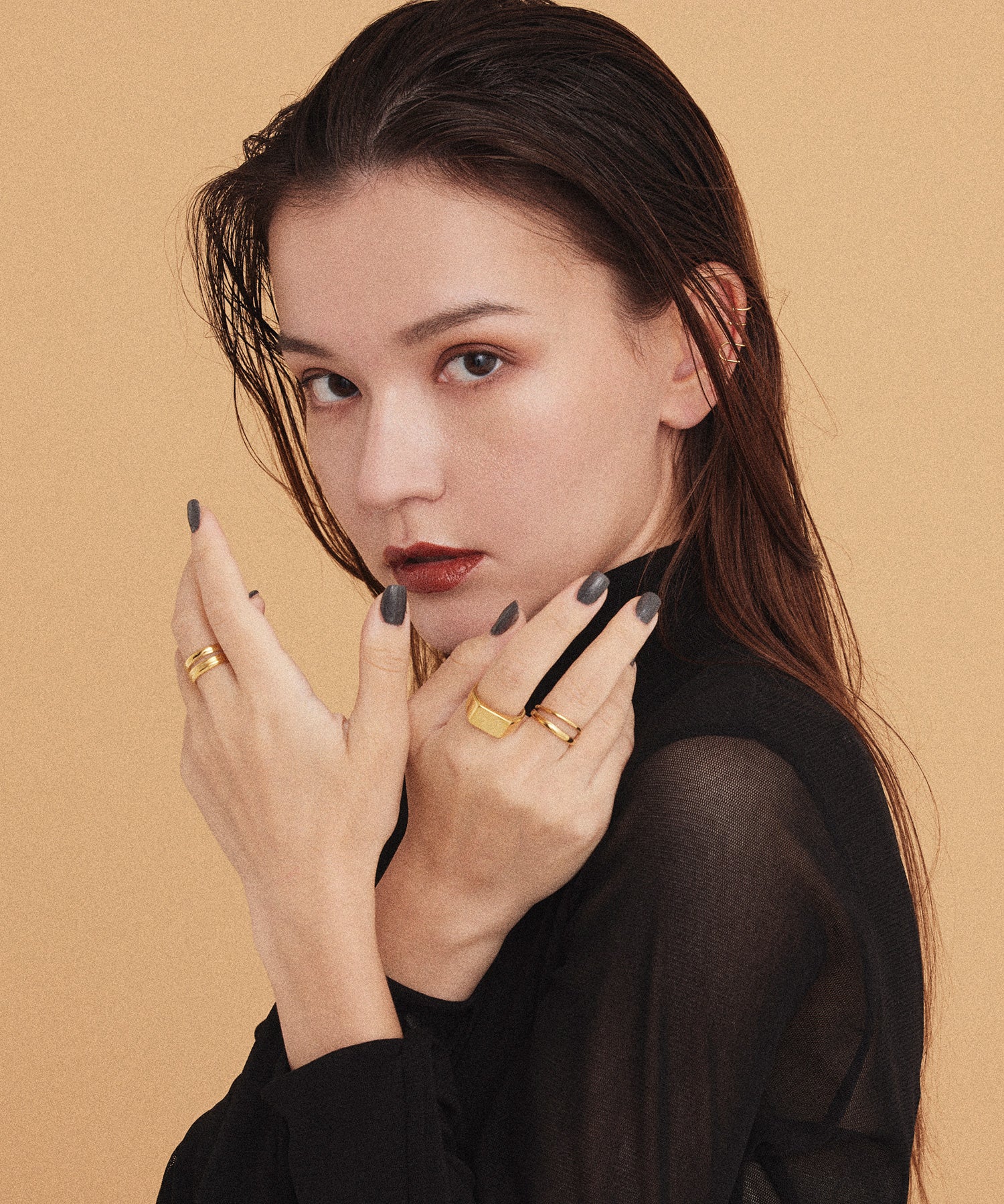 [Gold] Particle Double Line Ring
