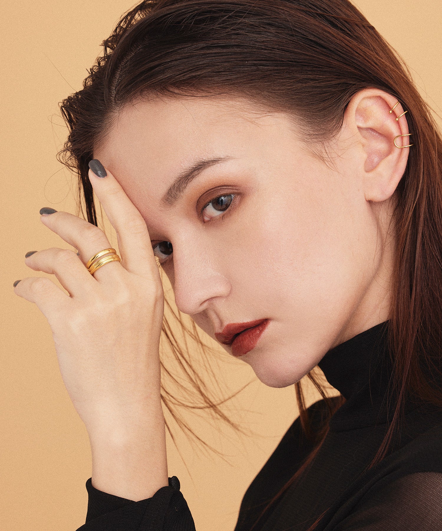 [Gold] Particle Double Line Ring