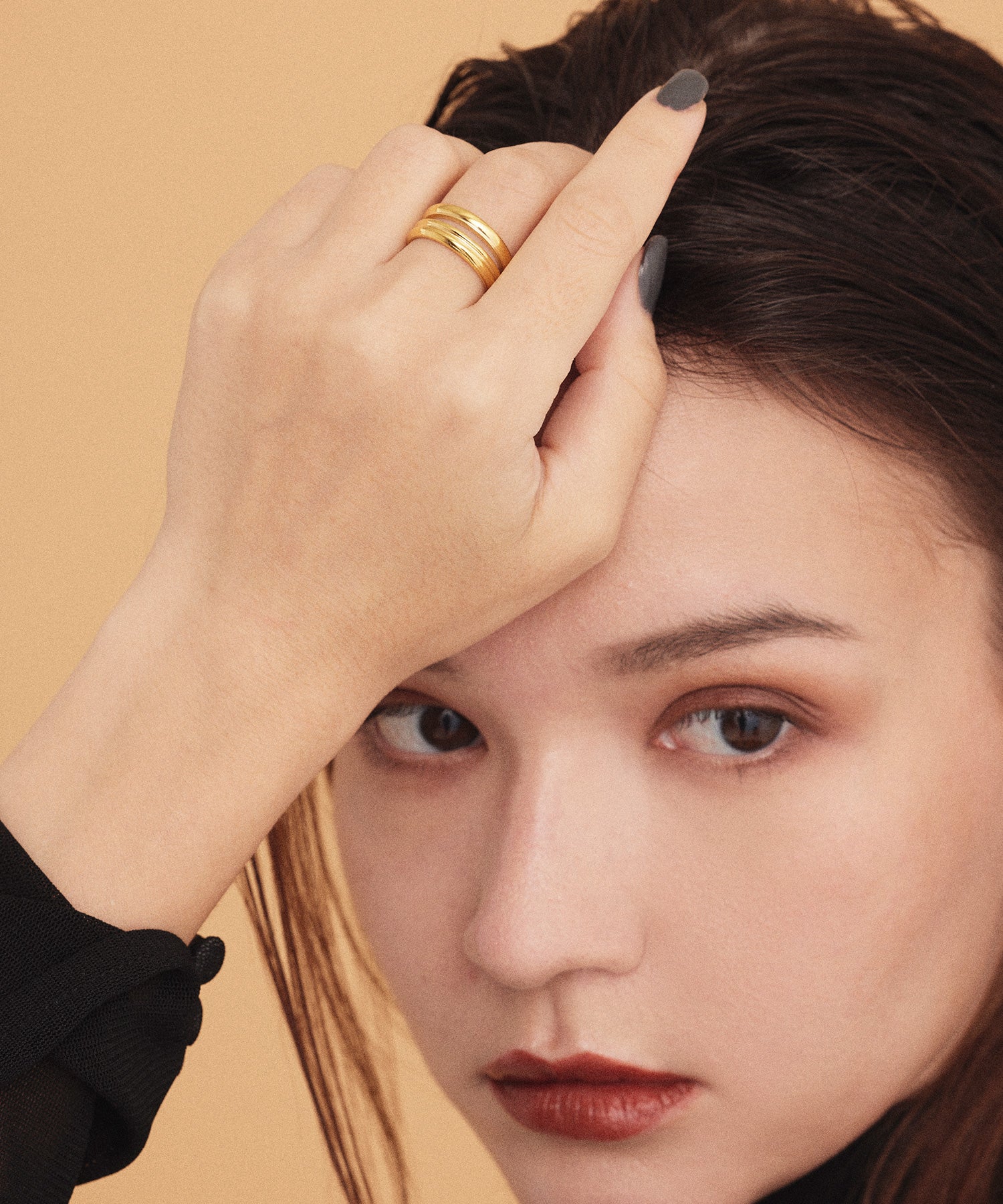 [Gold] Particle Double Line Ring