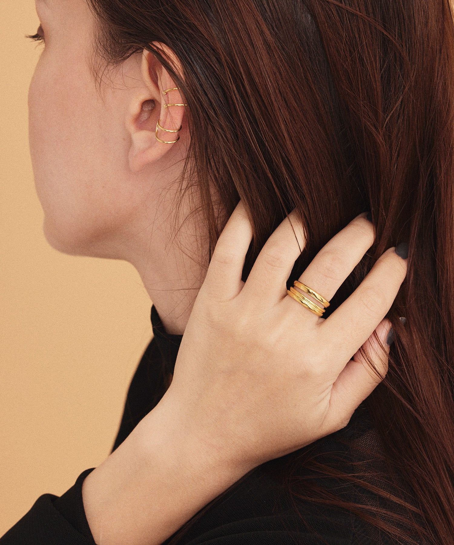 [Gold] Particle Double Line Ring