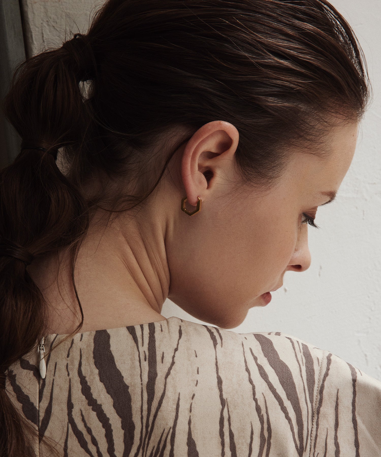 [Gold] Hexagon Hoop Earrings