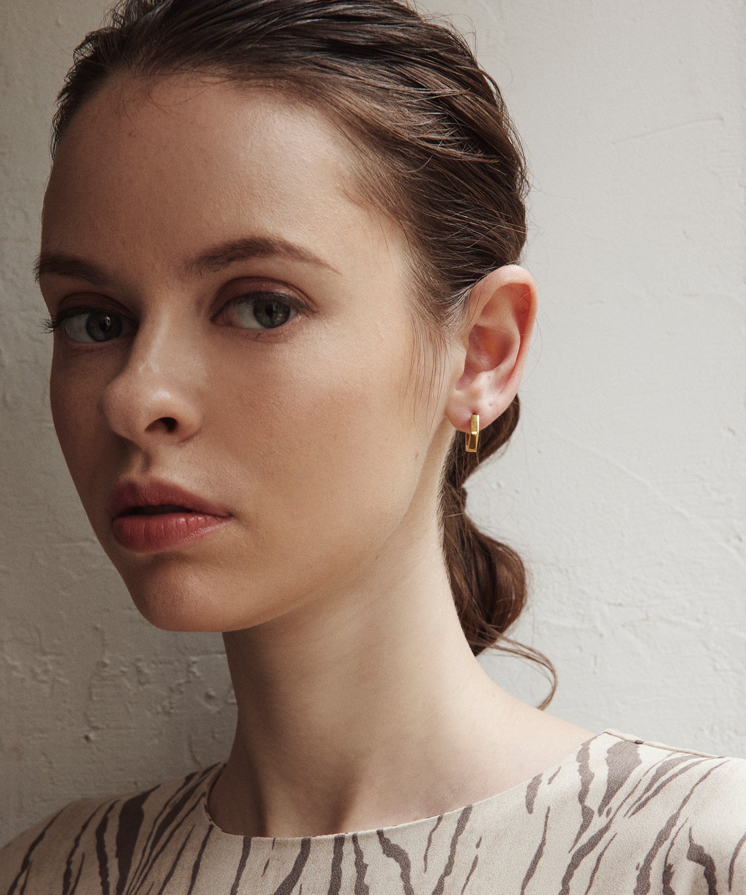 [Gold] Hexagon Hoop Earrings