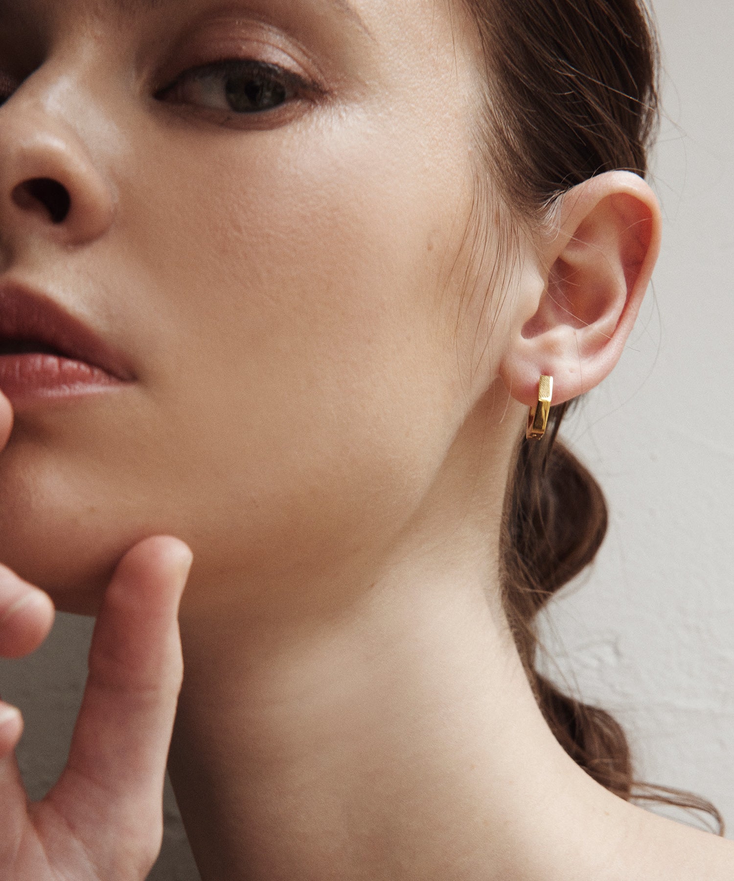 [Gold] Hexagon Hoop Earrings