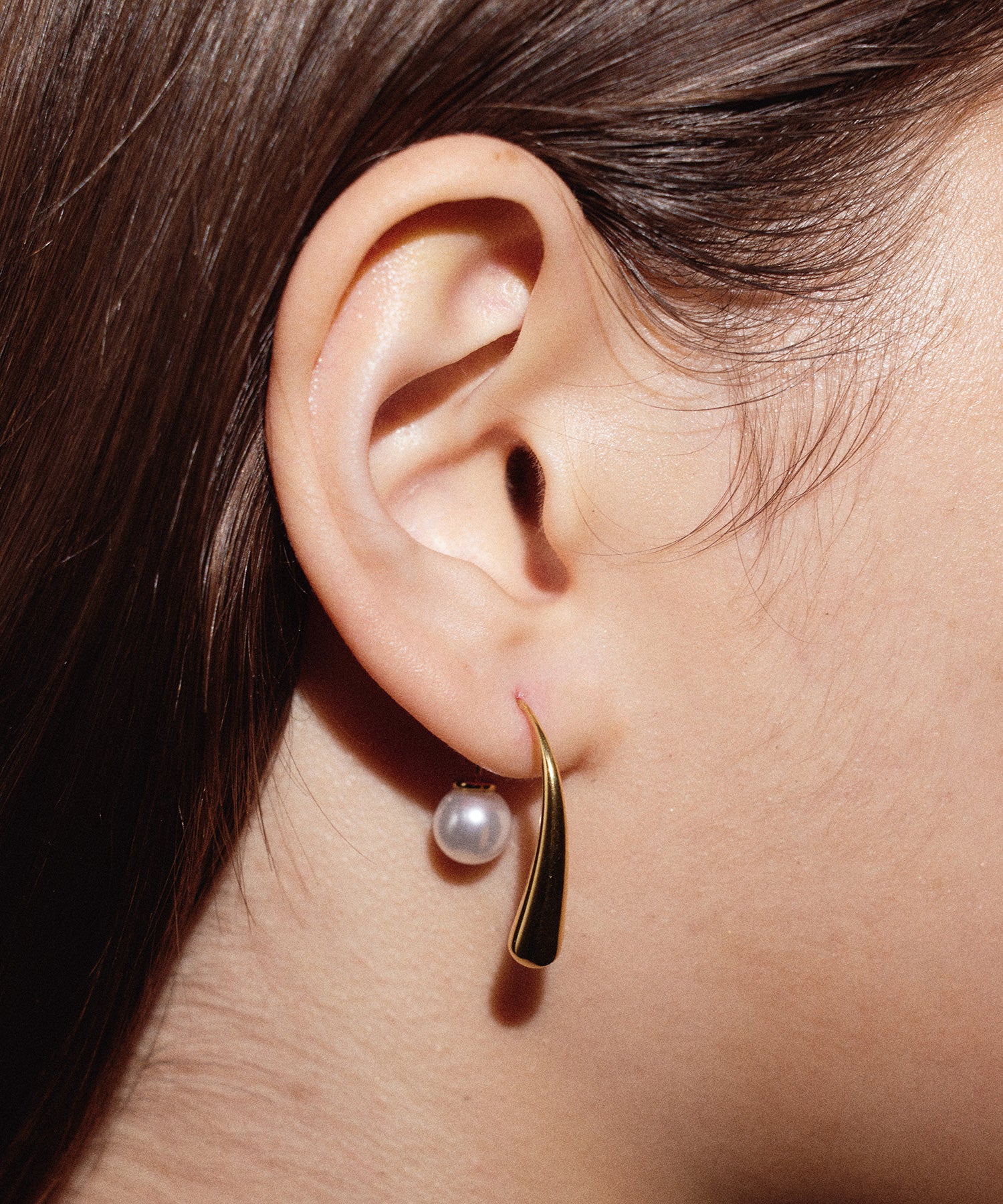 [Gold] 2-way pearl icicle earrings