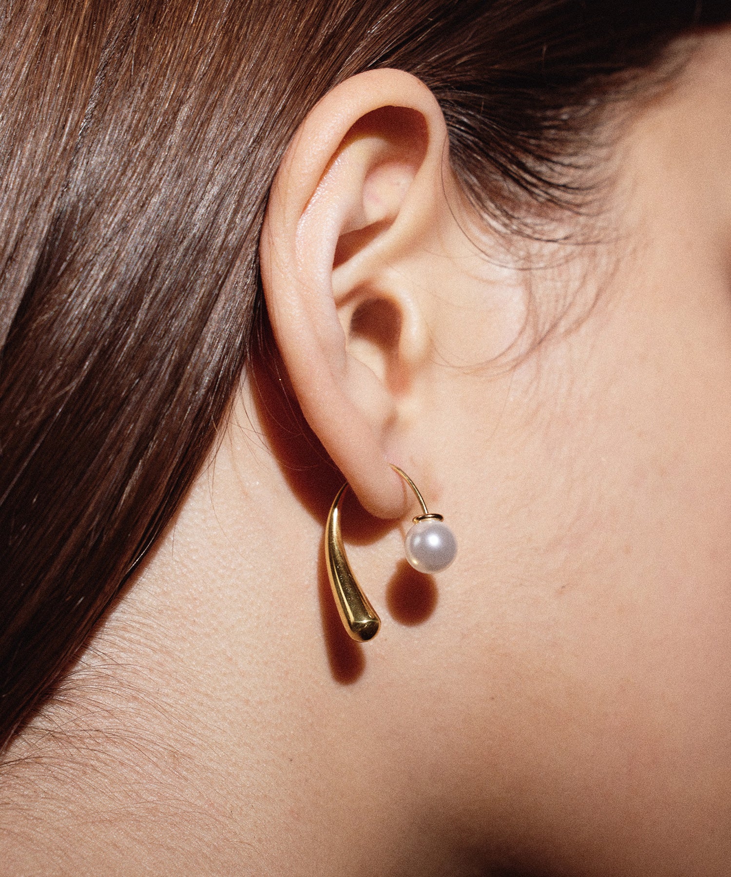 [Gold] 2-way pearl icicle earrings