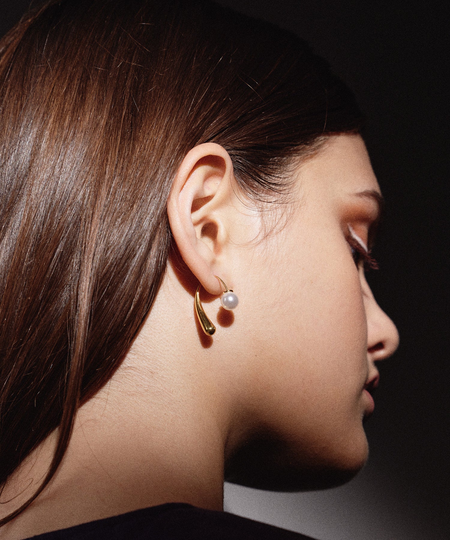[Gold] 2-way pearl icicle earrings