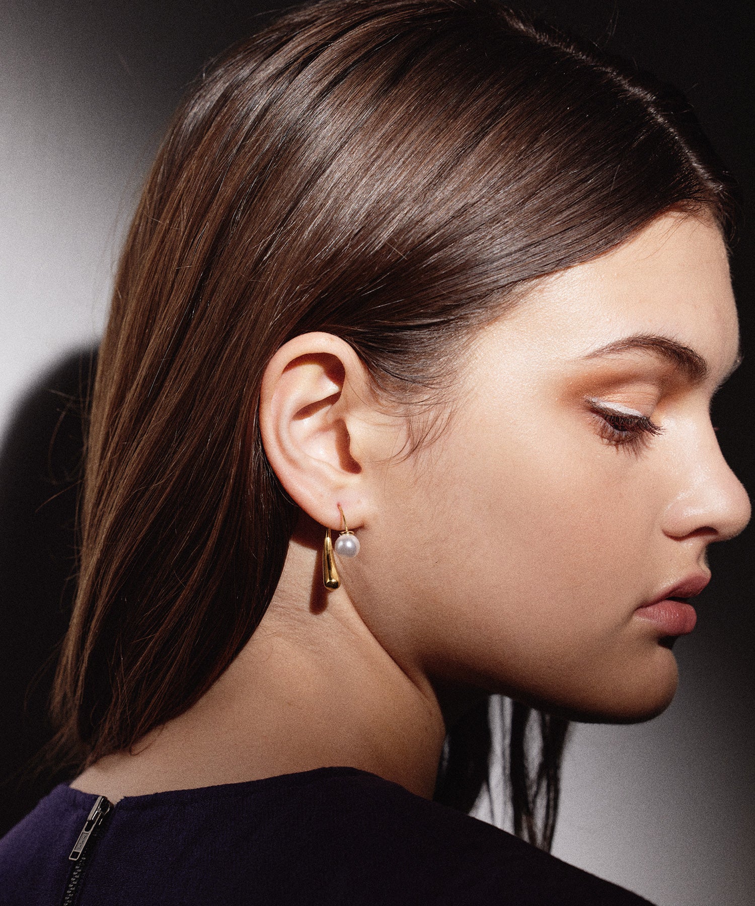 [Gold] 2-way pearl icicle earrings