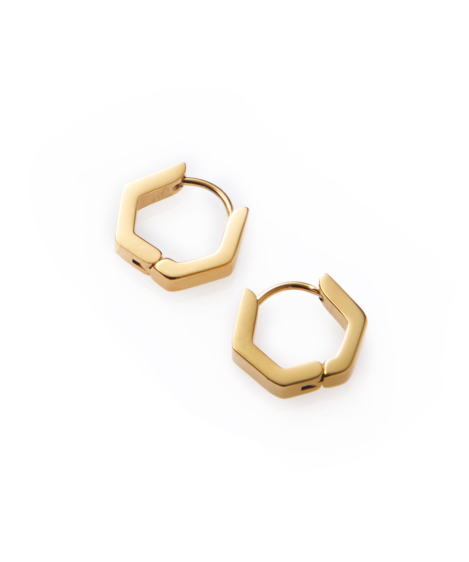 [Gold] Hexagon Hoop Earrings
