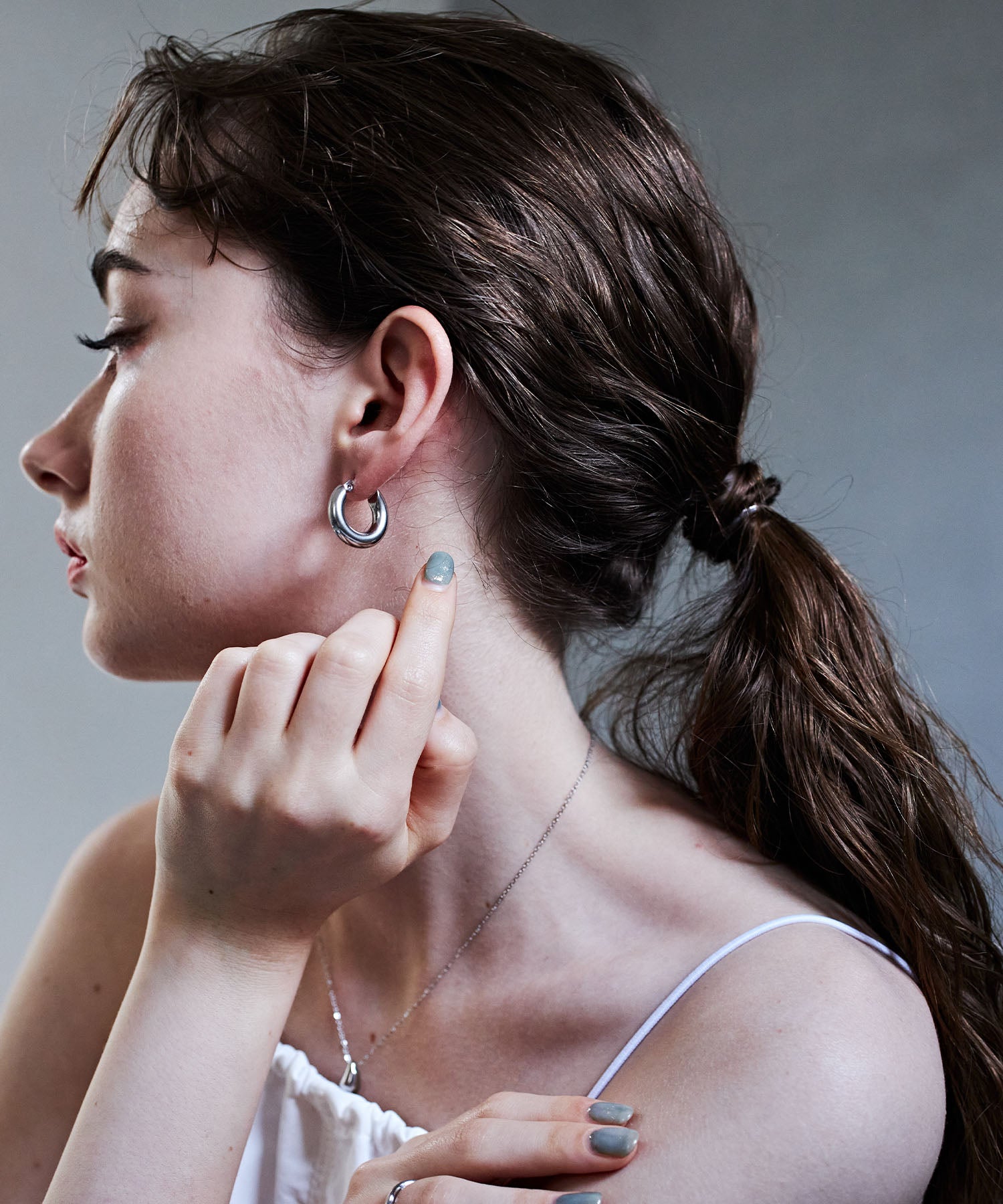 [シルバー]シンプルフープピアス